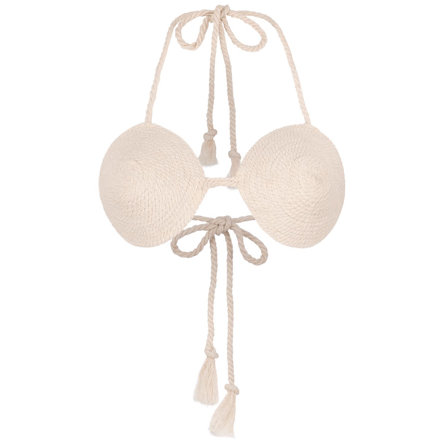 Leia Cotton Rope Bra Top In Off White by Brunna.Co