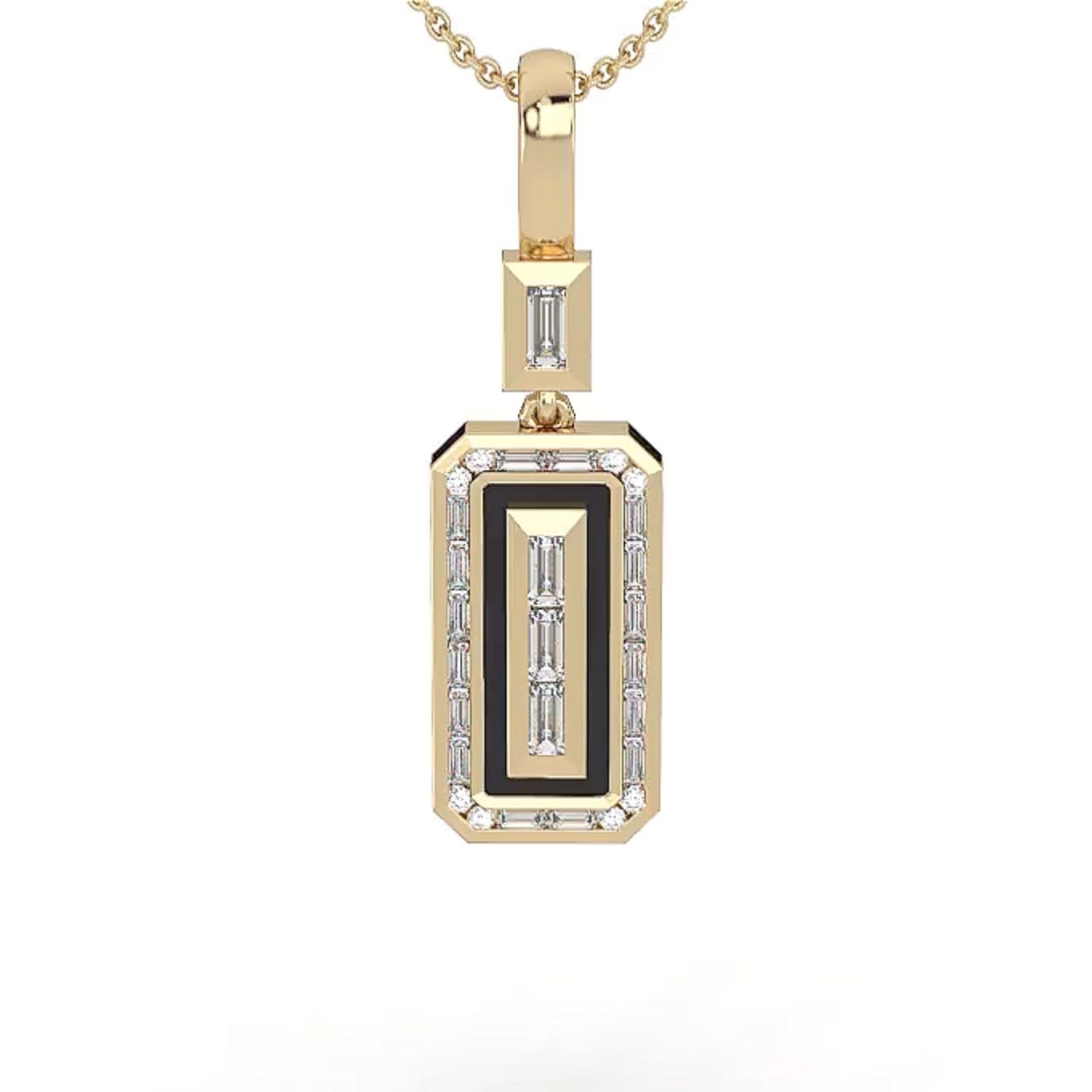 Women’s Gold / Black Black Tie Emerald Cut Pendant ClartÃ¨