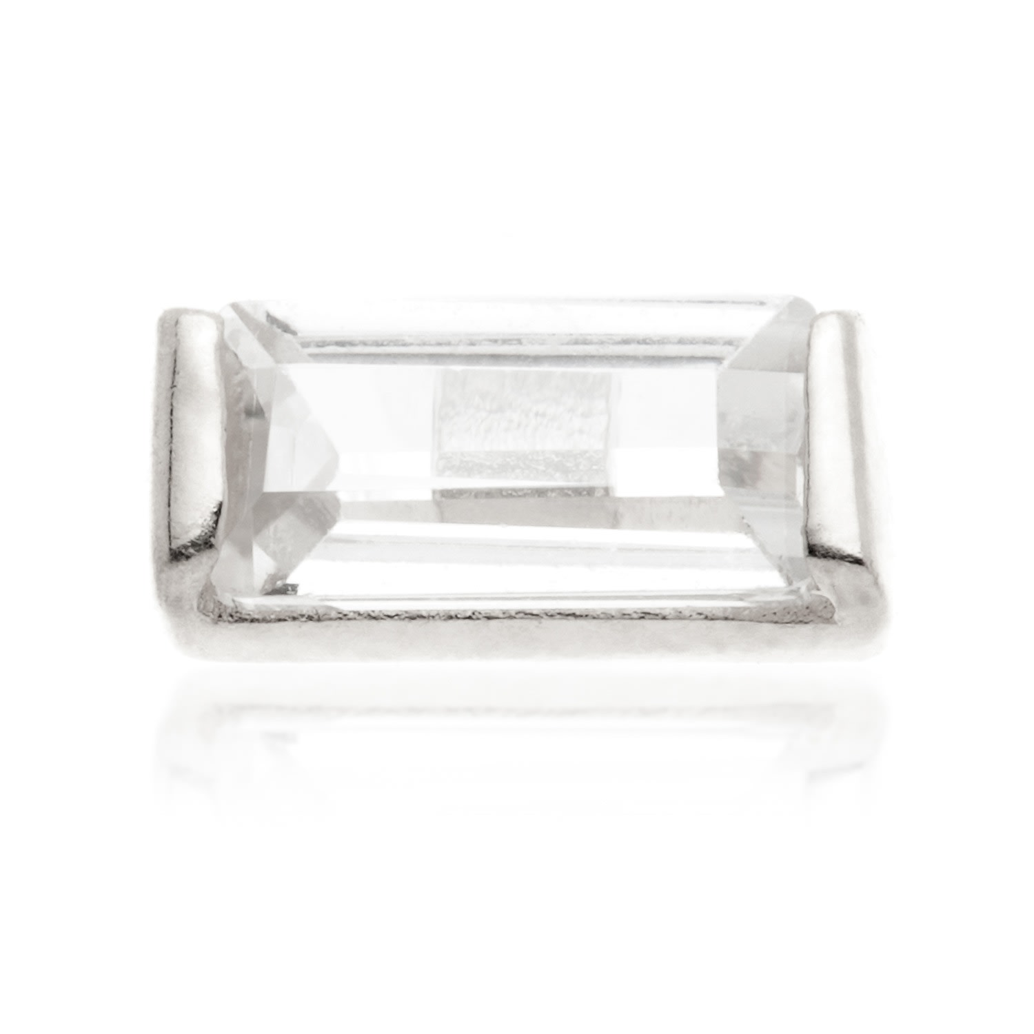 Tish Lyon Women's Leto 14ct Solid Gold Jewelled Baguette Flatback Stud - White Gold