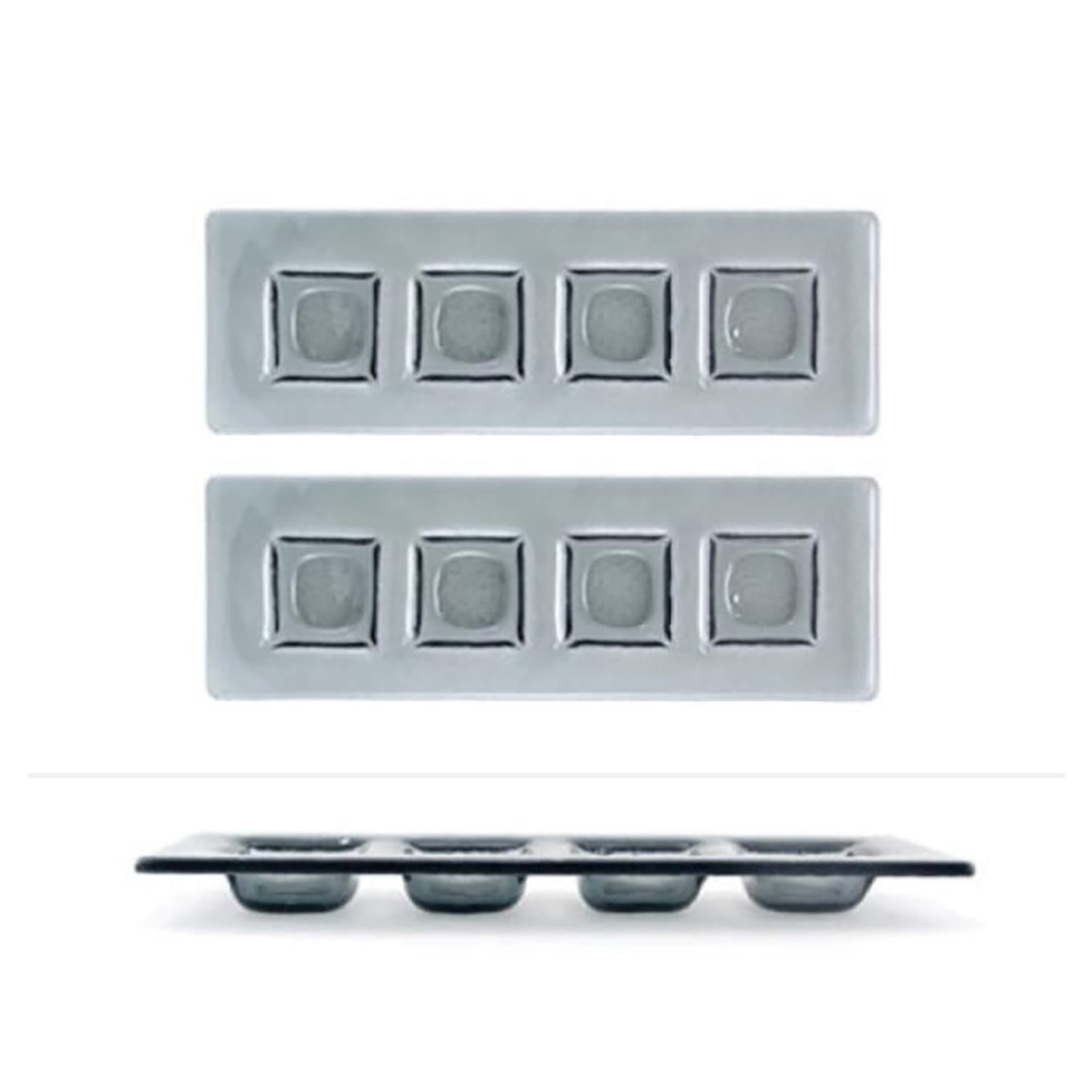 Turgla Home Grey Glass Dinnerware Rectangular Charcoal Glass Sectional Plate Set Of Two