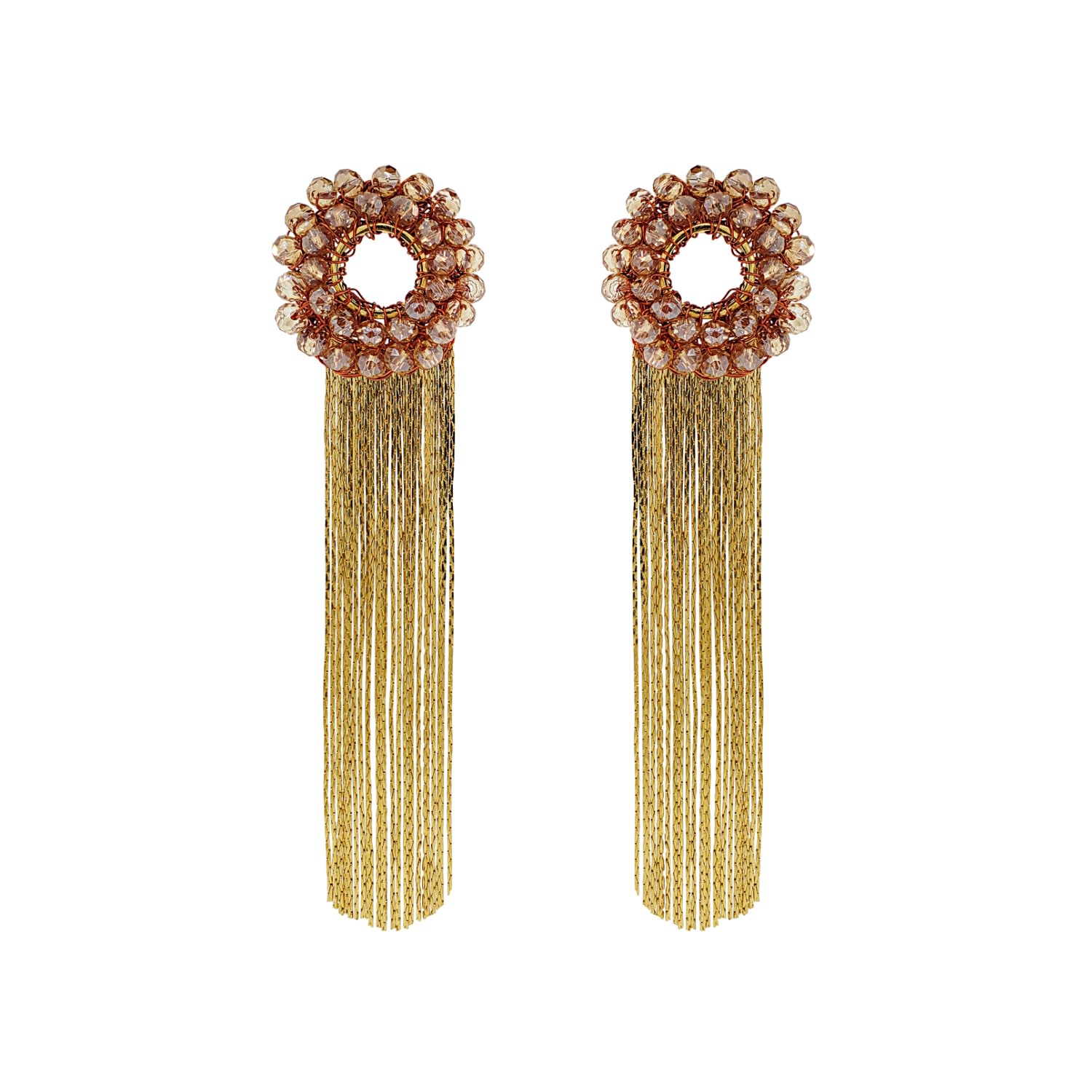 Women’s Yellow / Orange / Gold Amber & Gold Sadie Handmade Crochet Earrings Lavish by Tricia Milaneze