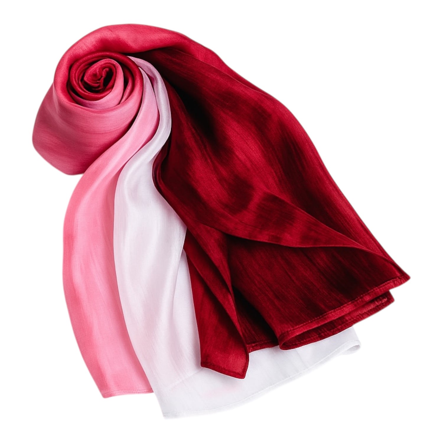 Silk And Bears Women's Red / Pink Burgundy To Blush Ombre Mulberry Silk Scarf – Handmade & Hand-dyed In Multi