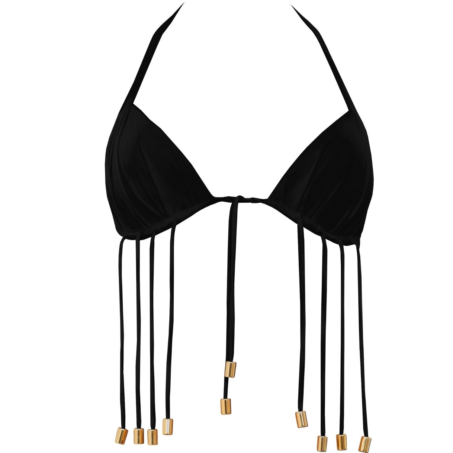 Antoninias Women's Elixir Bikini Bra With Golden Details In Black In Black