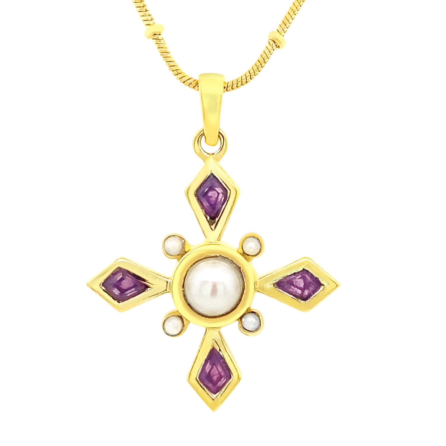 Gem Bazaar Jewellery Women's White / Yellow / Gold Amethyst Birthstone Mythology Pendant In Multi