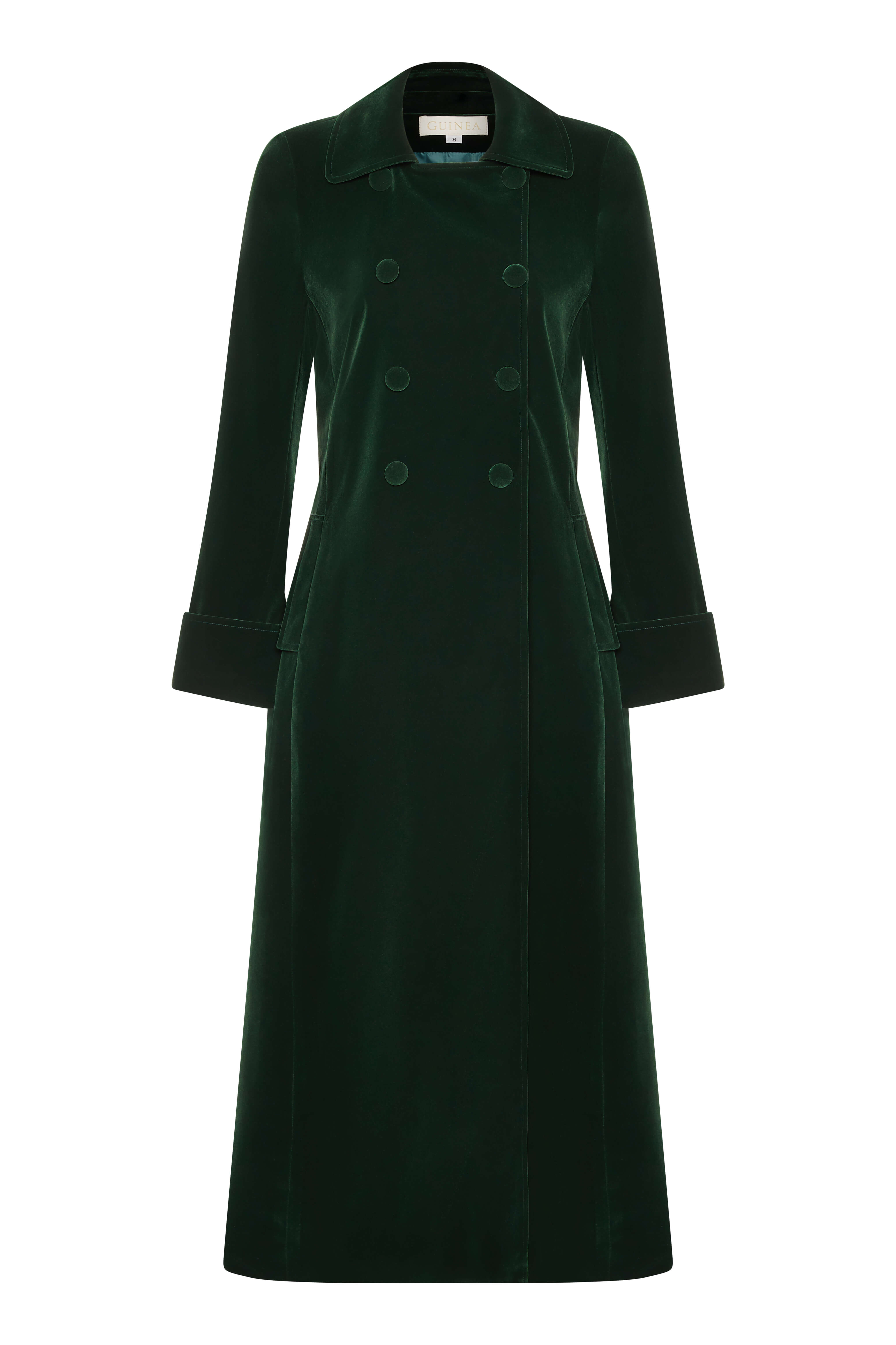 green emerald velvet dress Delphi Long Green Velvet Coat main image 1