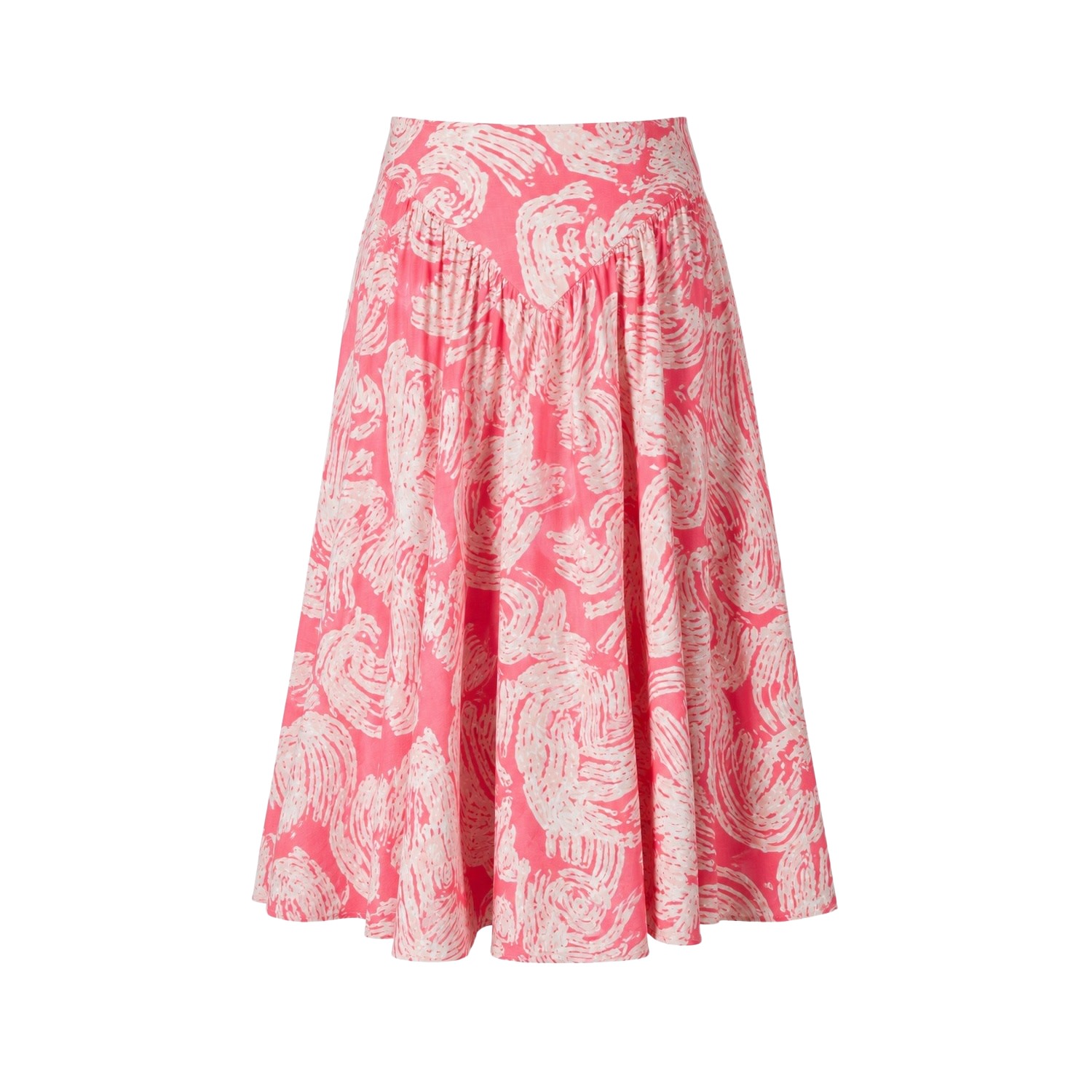 Oh!zuza Night&day Women's Pink / Neutrals Echo Viscose Midi Skirt Pockets - Pink Print