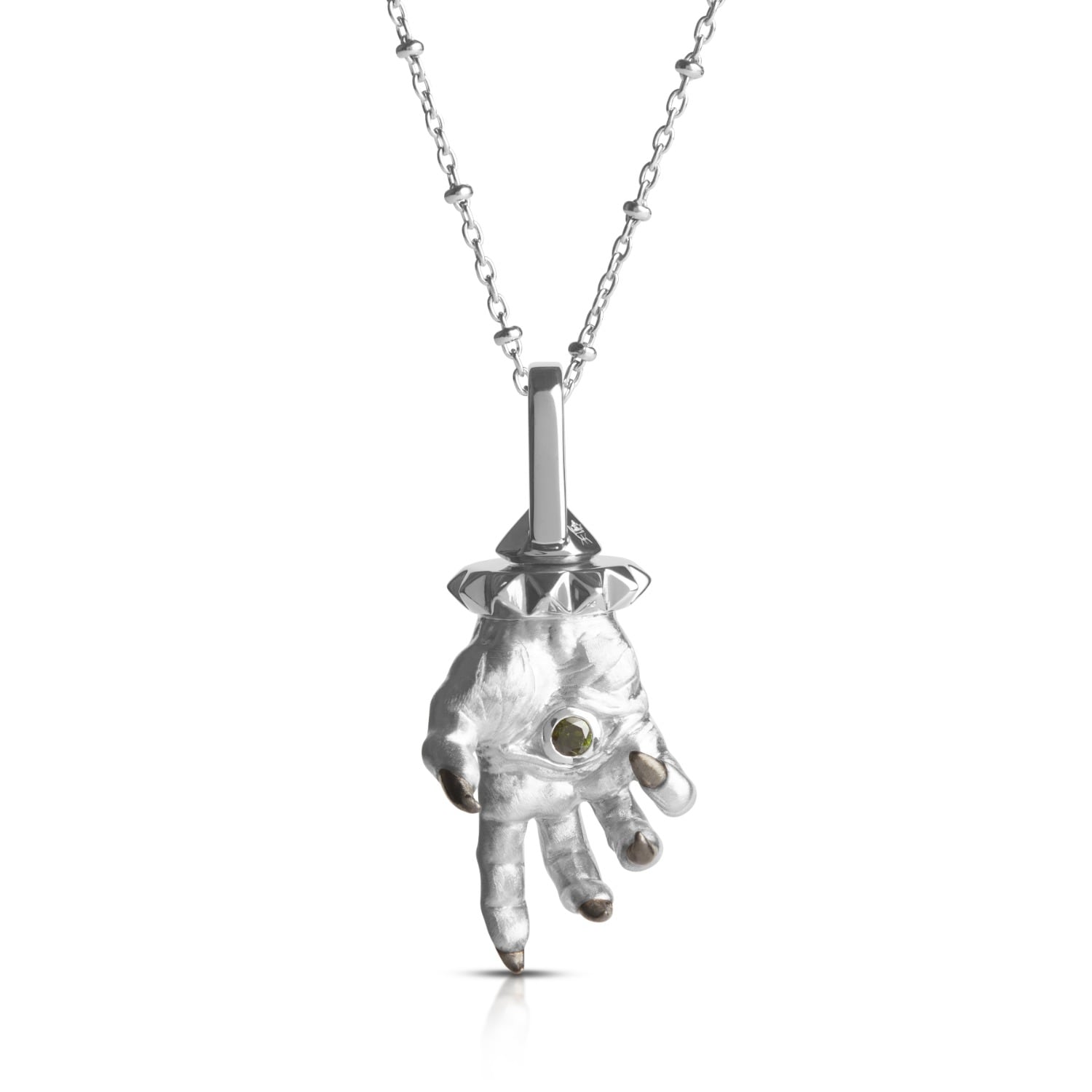 Kasun Men's Hand Of The Protector Pendant - October - Tourmaline - Silver