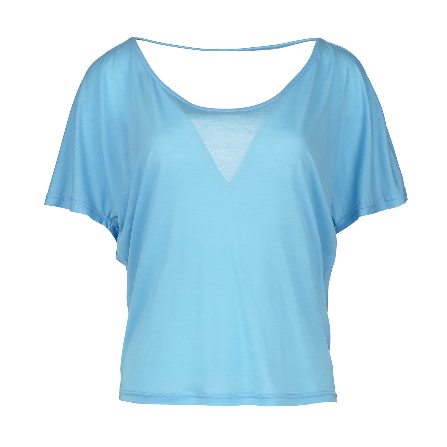 Conquista Women's Sky Blue Tencel Draped Back Tee In Blue