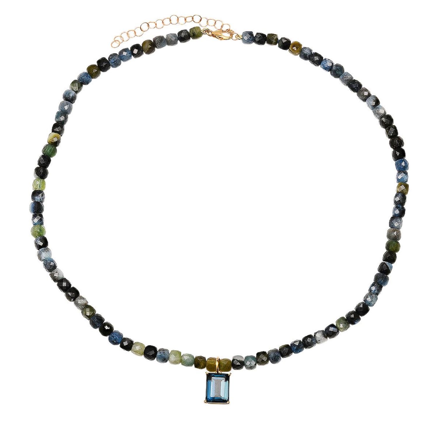 Soul Journey Jewelry Women's Blue / Gold / Green Richly Deserved Aqumarine Citrine Necklace In Blue/gold/green