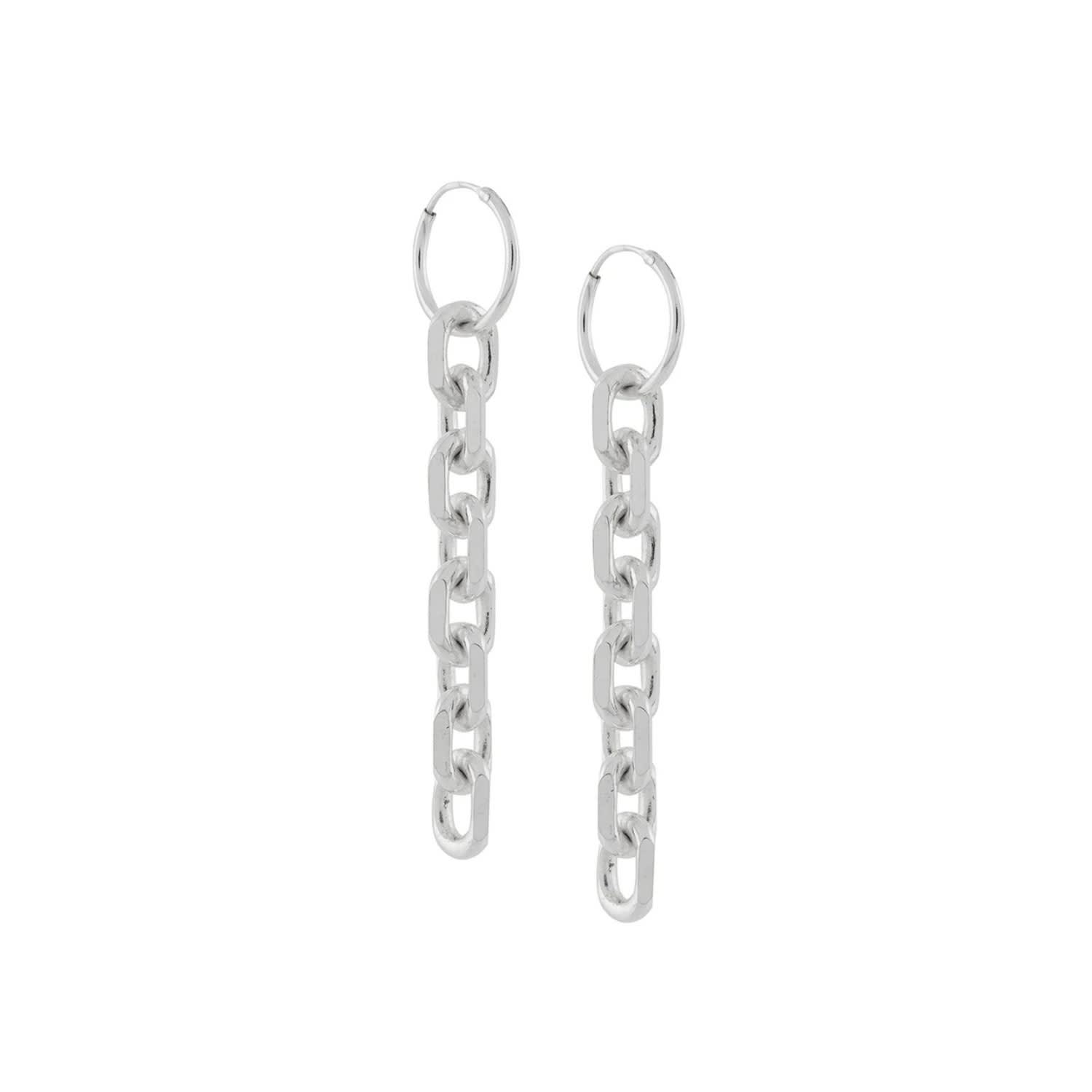 Silver Chunky Chain Earrings Coup De Coeur London Wolf Badger