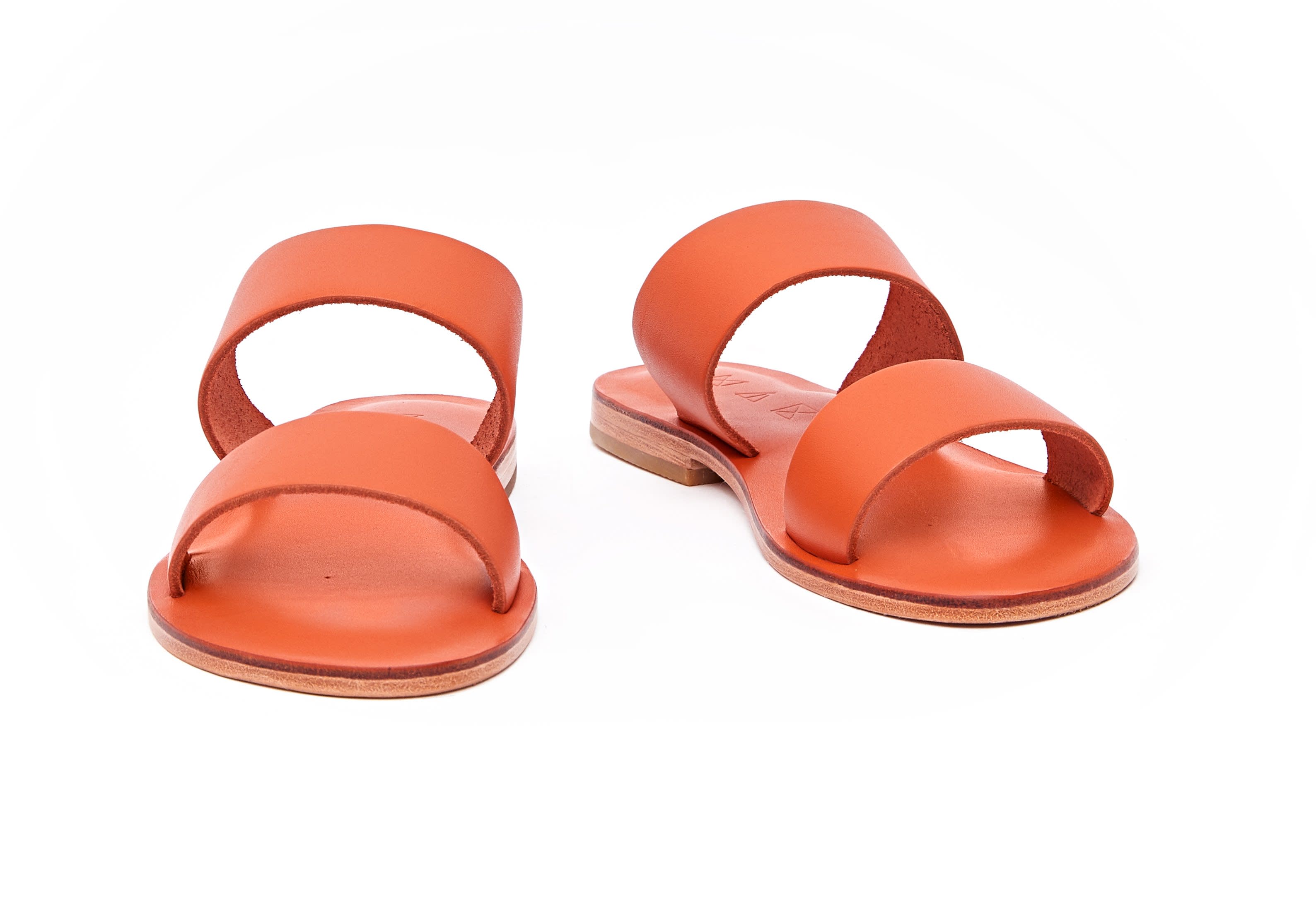 Leather Flat Orange | Maki Sandals | Wolf & Badger