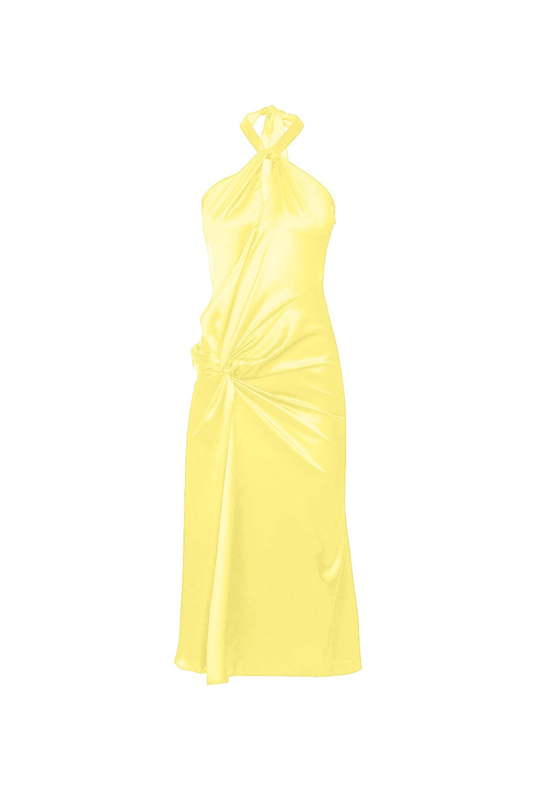 Amy Lynn Women's Yellow / Orange Serena Yellow Satin Halter Neck Dress