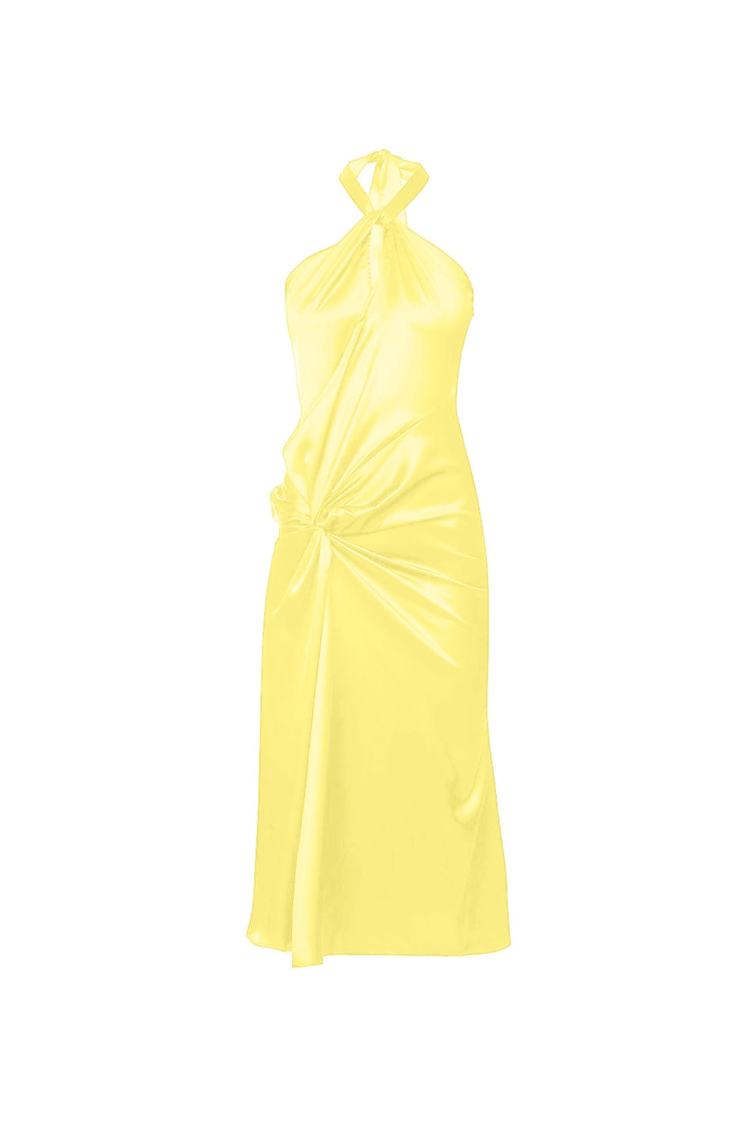 Women’s Yellow / Orange Serena Yellow Satin Halter Neck Dress Small Amy Lynn