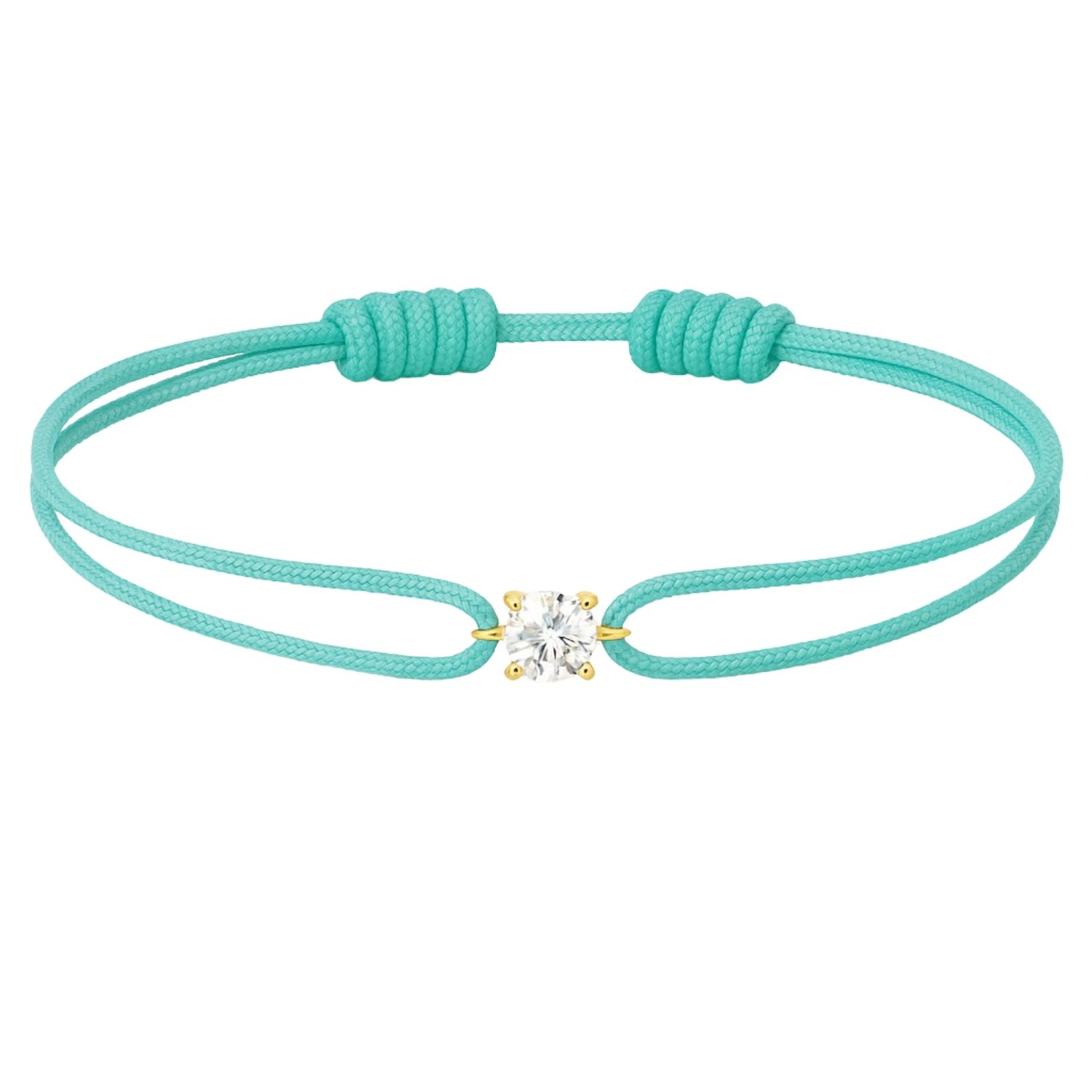 Dyamka Women's Green / Gold Diamond Aqua Cord Bracelet Yellow Gold In Multi