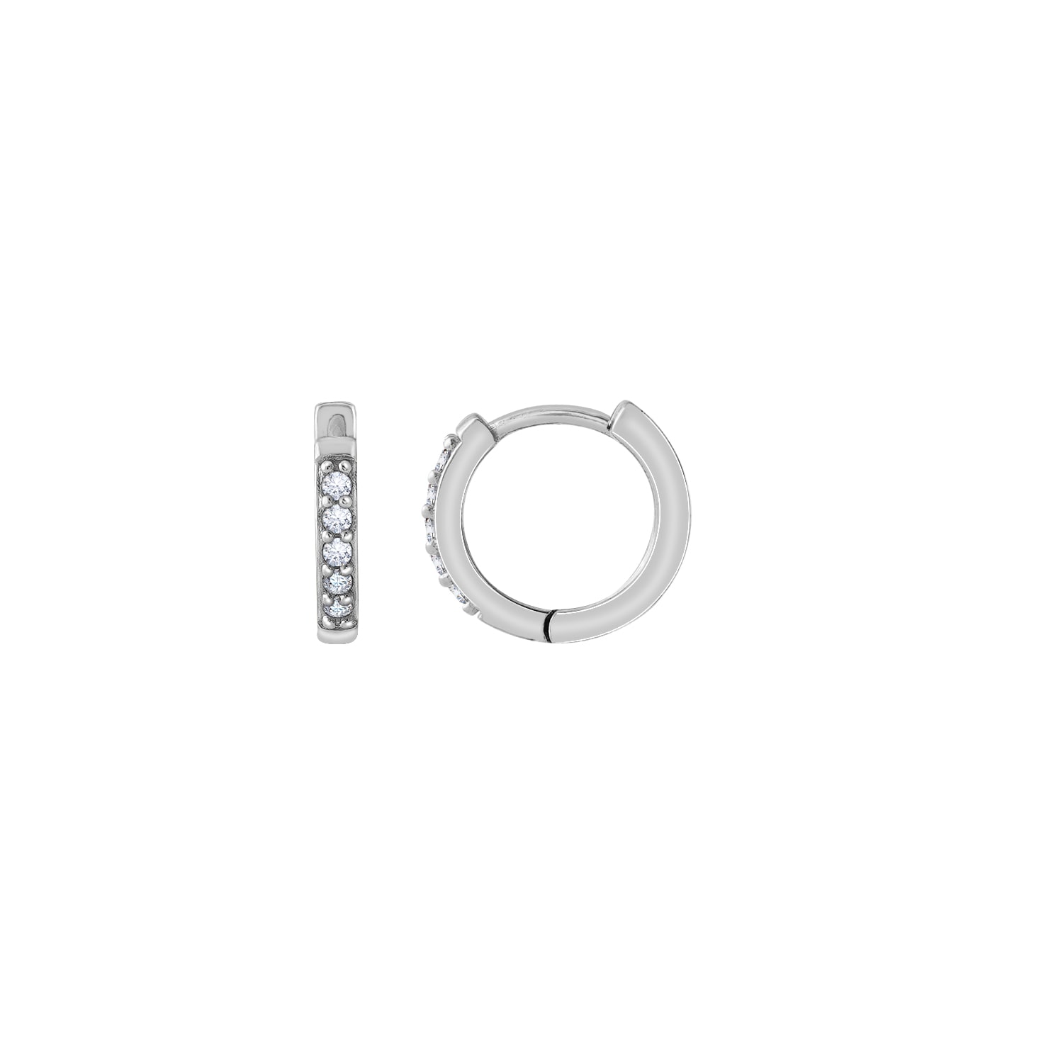 Women's White Diamonbliss Pave Hoop Earrings, Eleven Millimeter, Platinum