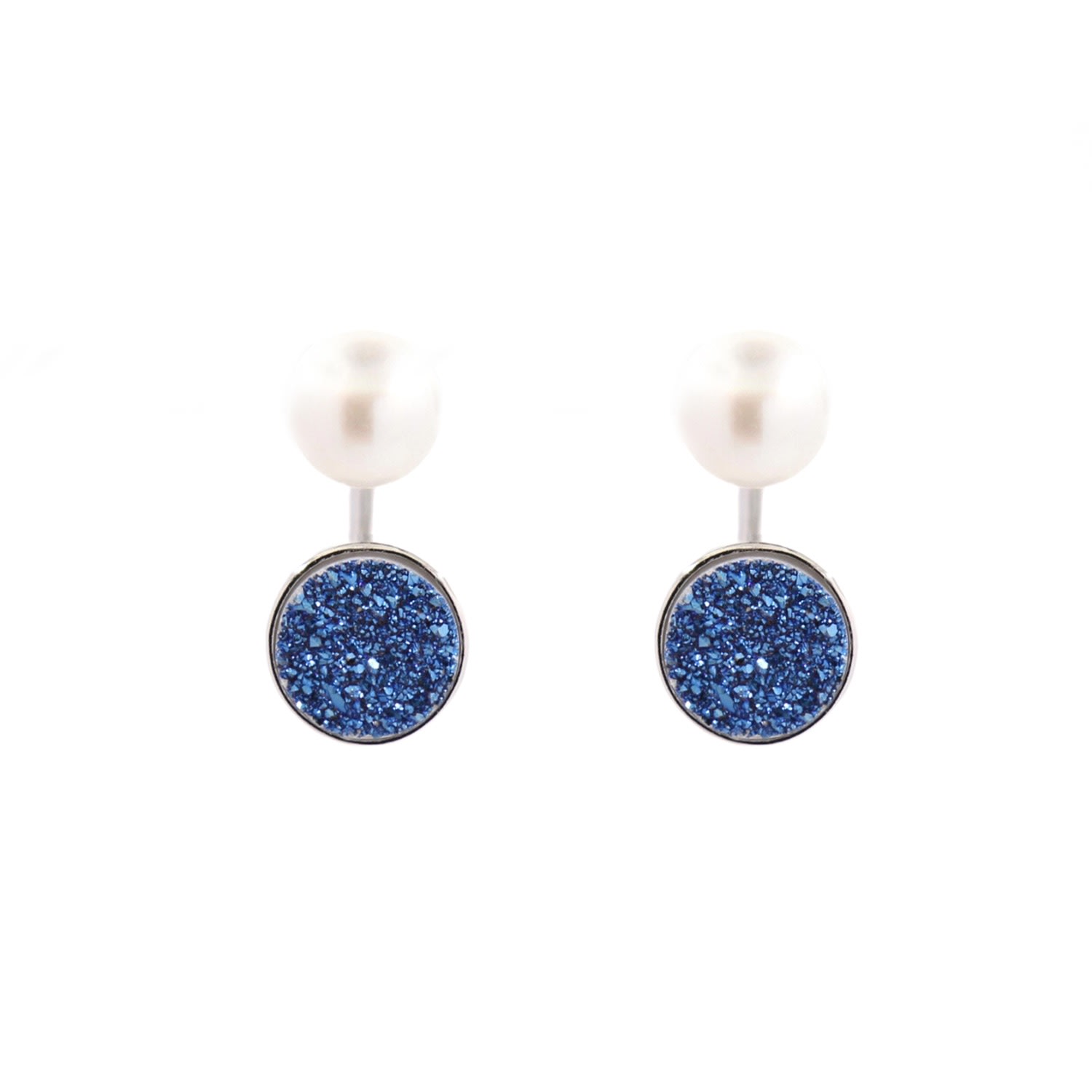 Women’s "Corey" Druzy & Pearl Sterling Silver Earrings - Silver Gosia Orlowska