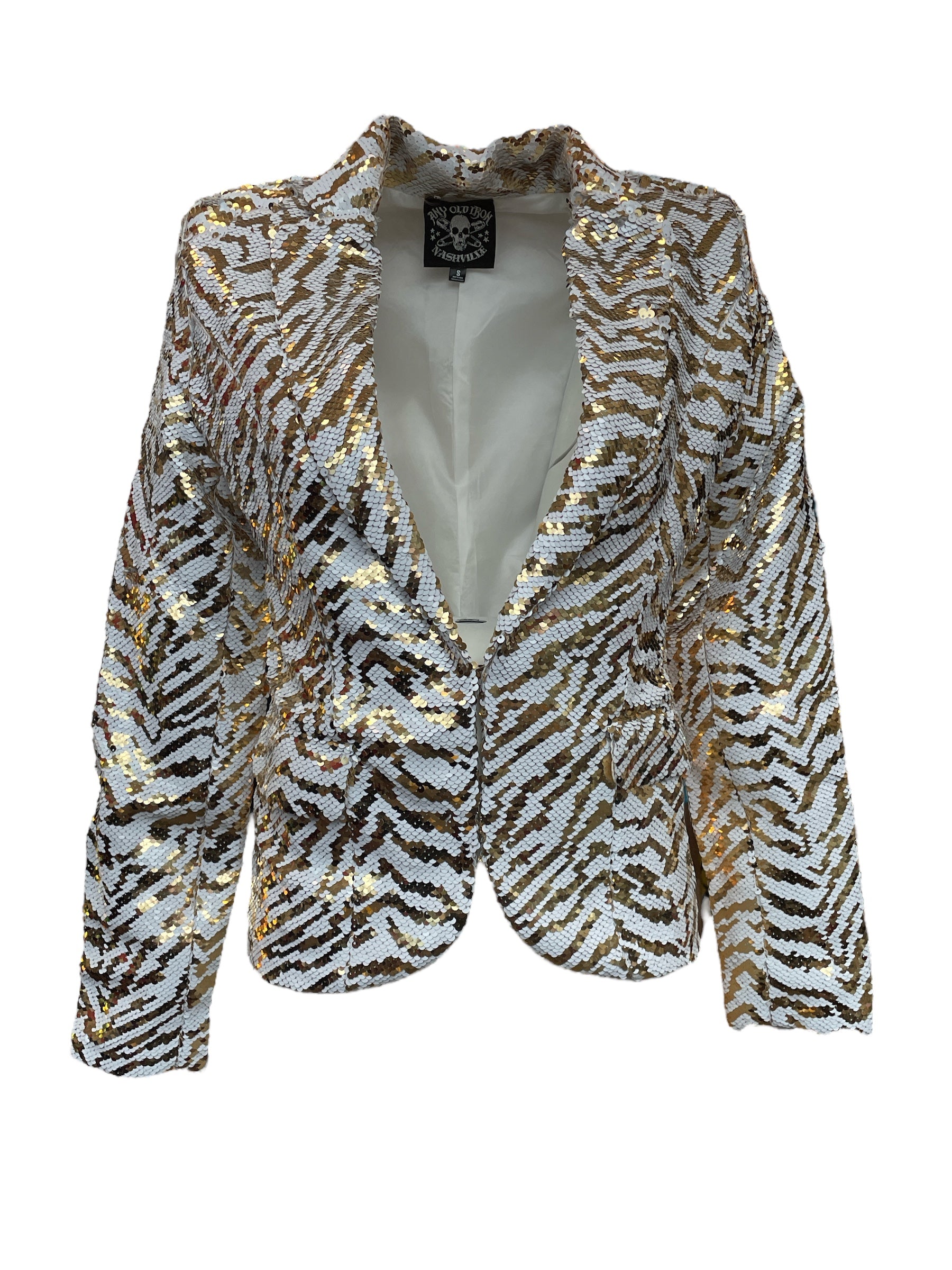 Any Old Iron Women's Gold / White  White Tiger Blazer In Gray