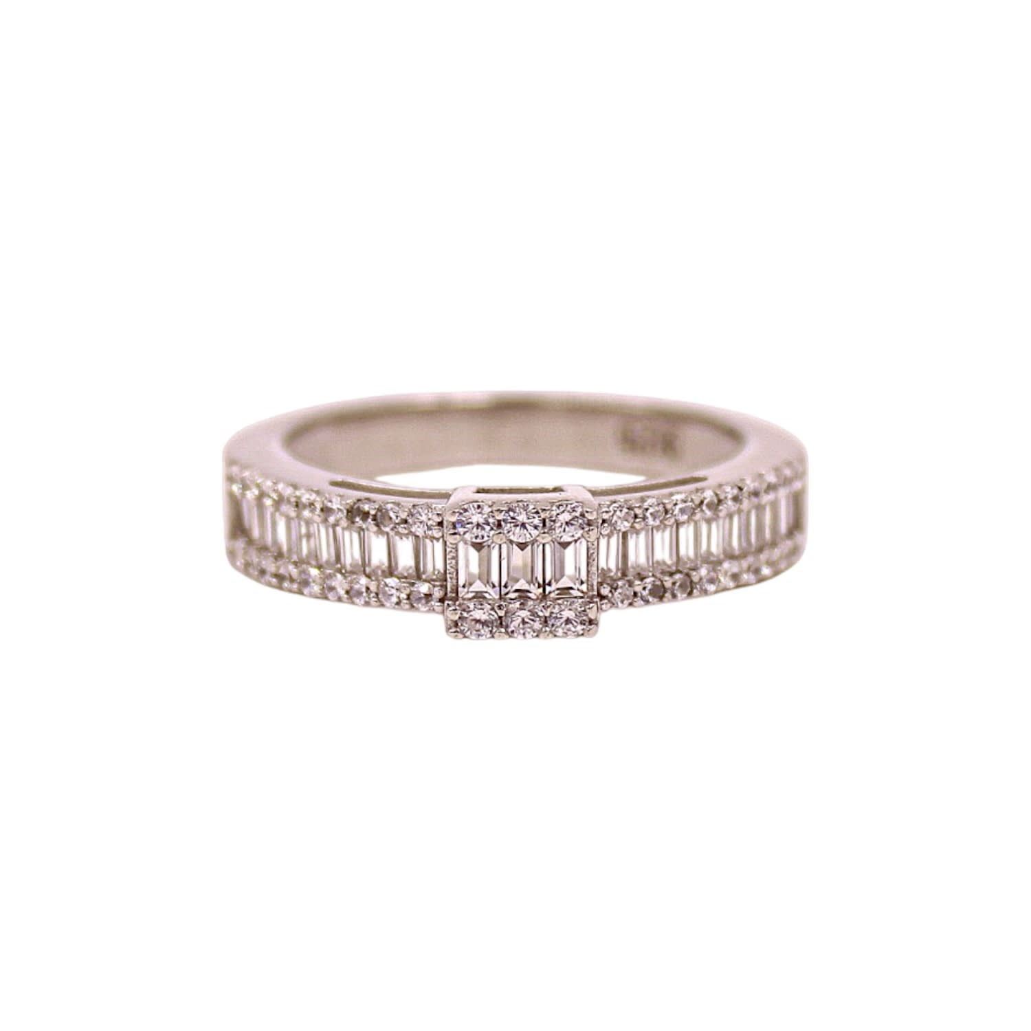 1610istanbul Women's Silver Sparkle Swarovski Ring