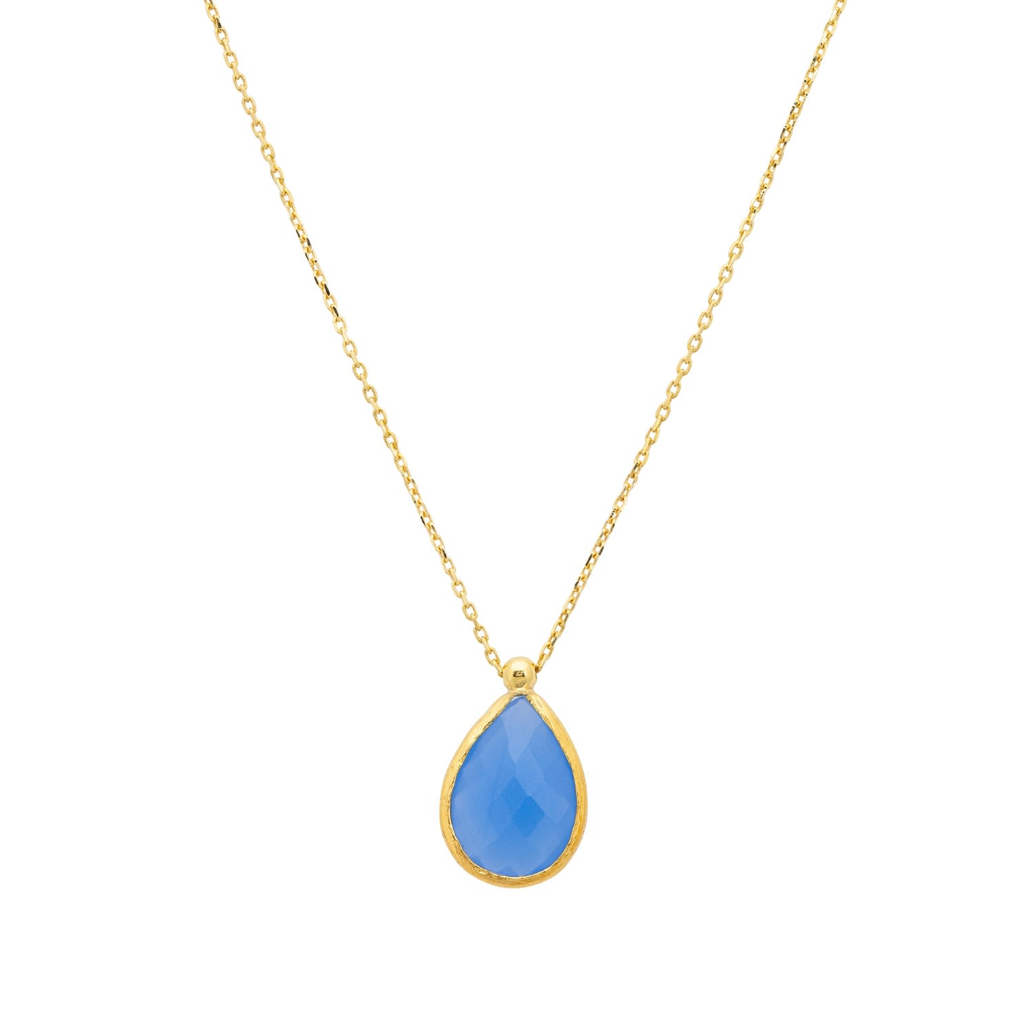 Women’s Gold / Blue Petite Drop Necklace Gold Dark Blue Chalcedony Latelita