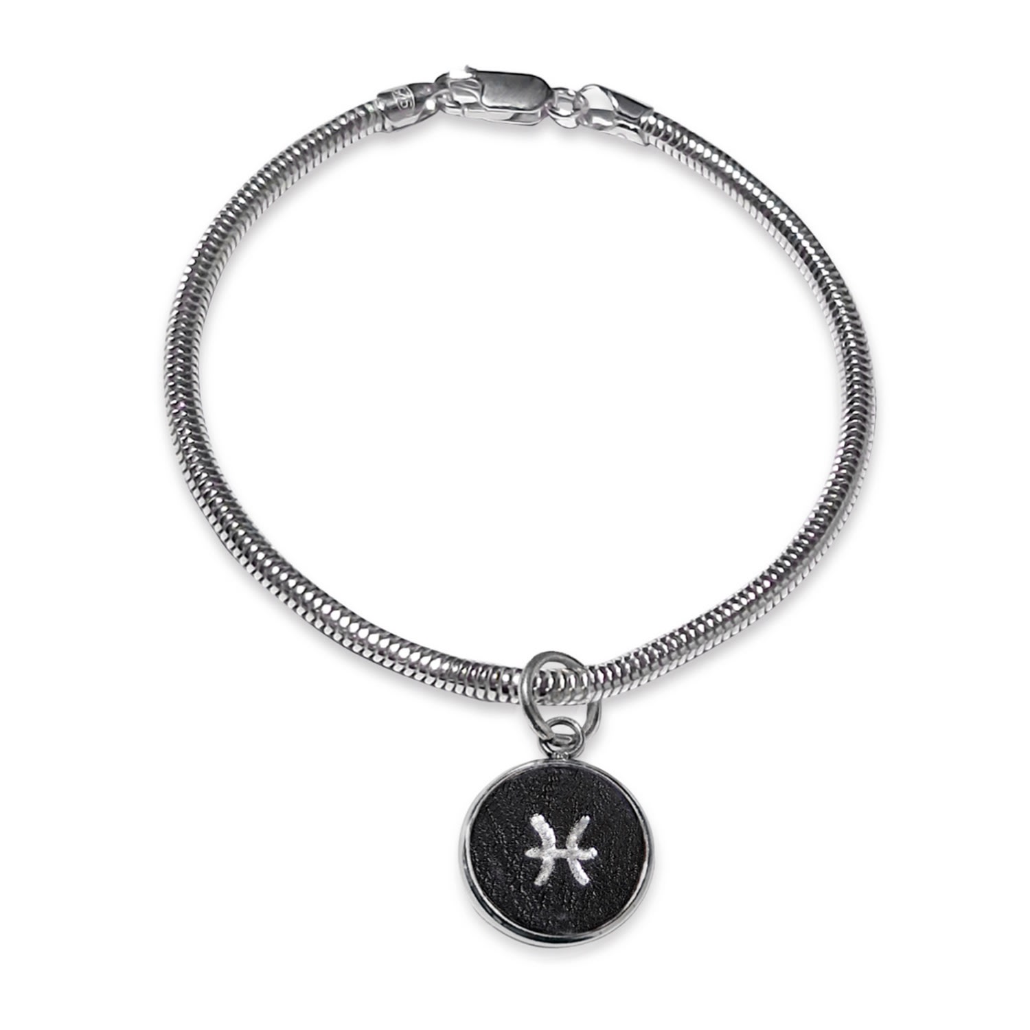 Men’s Pisces Zodiac Astrolab Leather & Sterling Silver Bracelet N’damus London