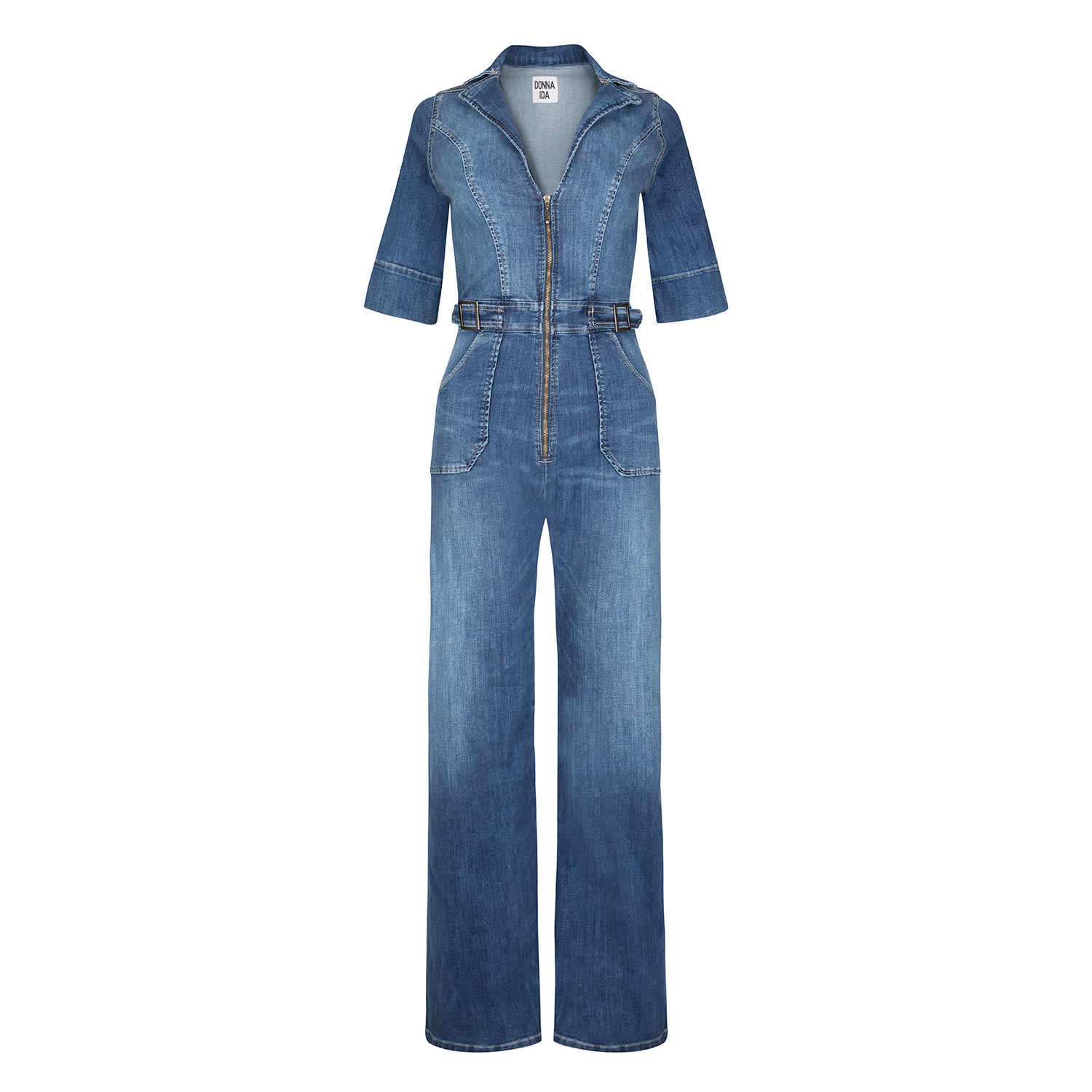 Cassandra The Extra Body Length Flared Jumpsuit - Fawcett Blue