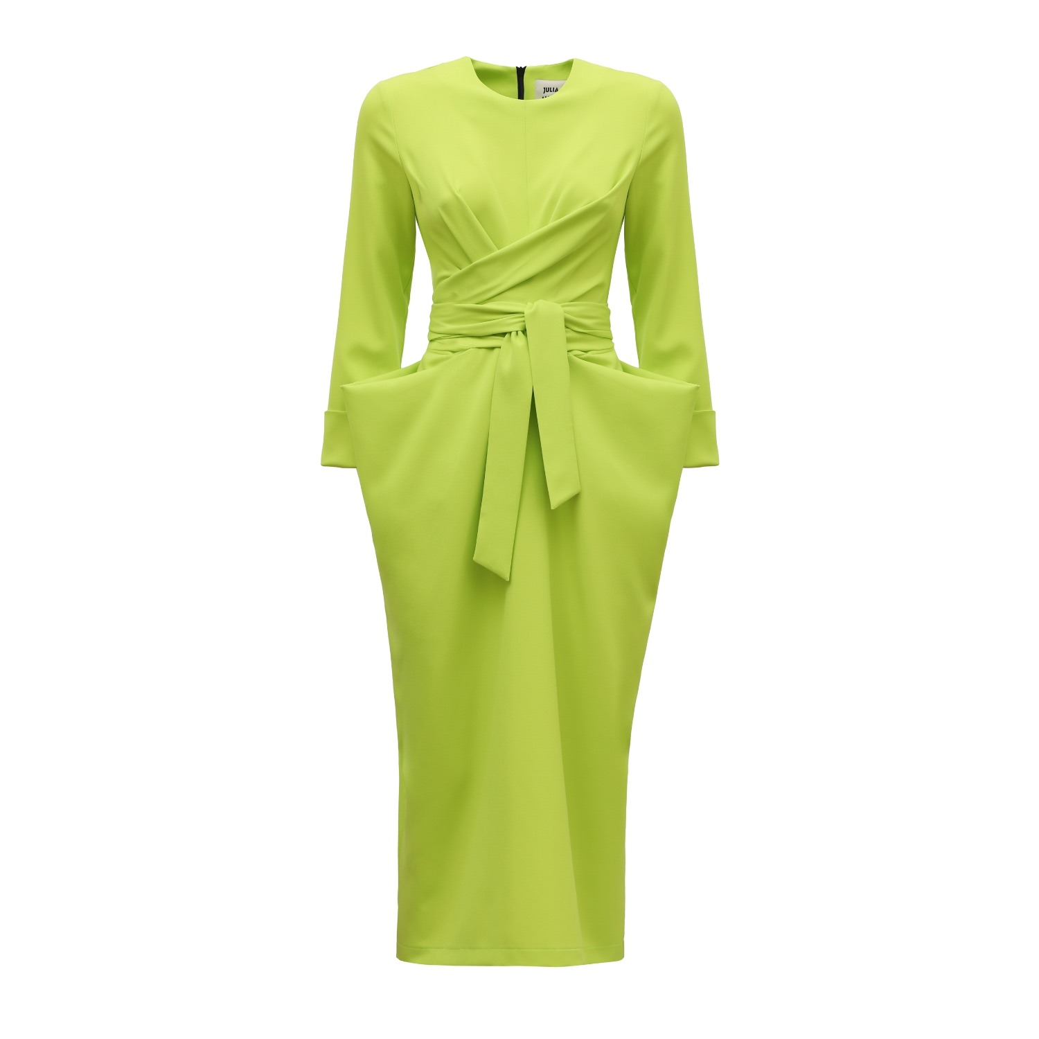 Julia Allert Women's Green / Gold Designer Midi Dress With Belt Lime Green