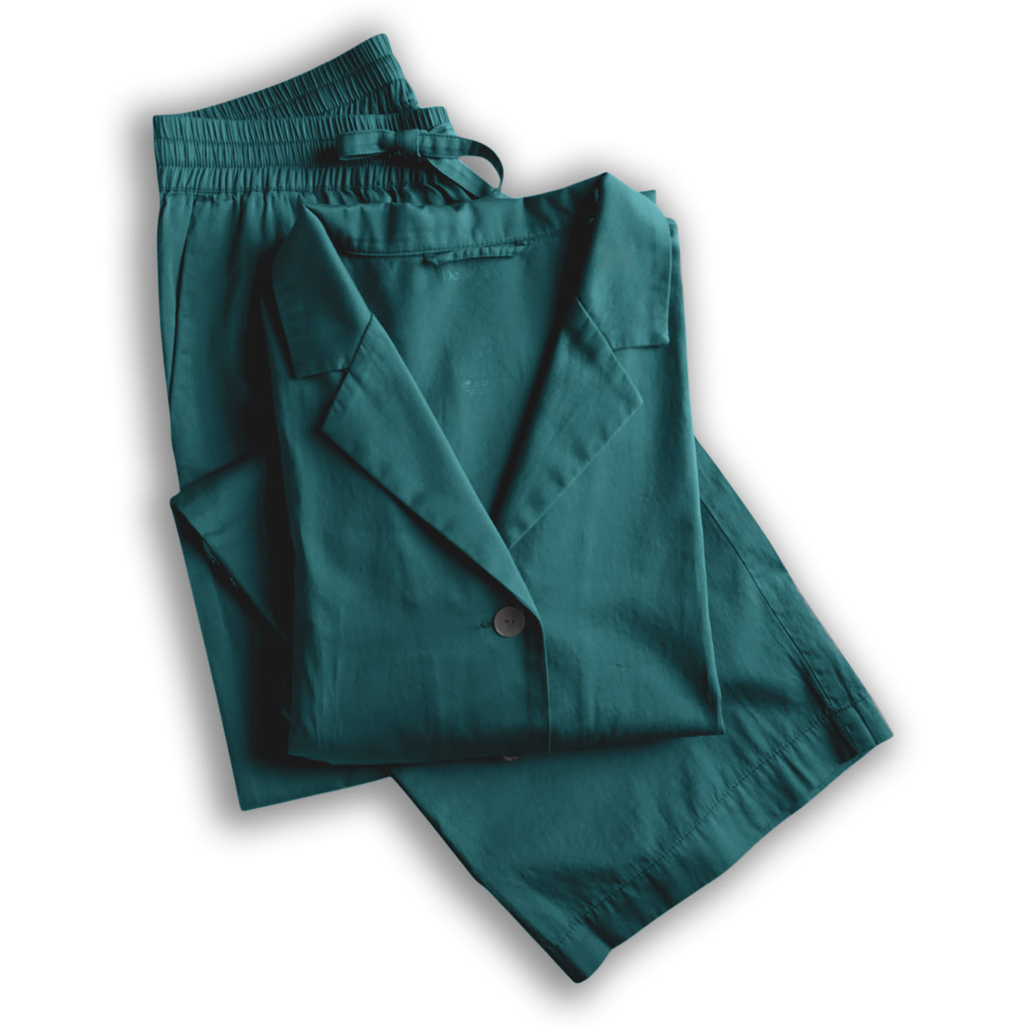 Decoflux Home Women's Green Long Cotton Pyjamas Set Solid Teal