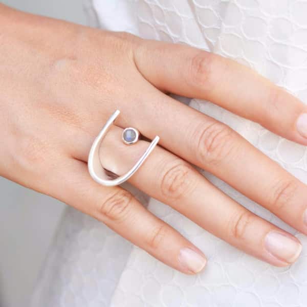 Neola Lunaria Sterling Silver Cocktail Ring With Blue Topaz In Cocktail