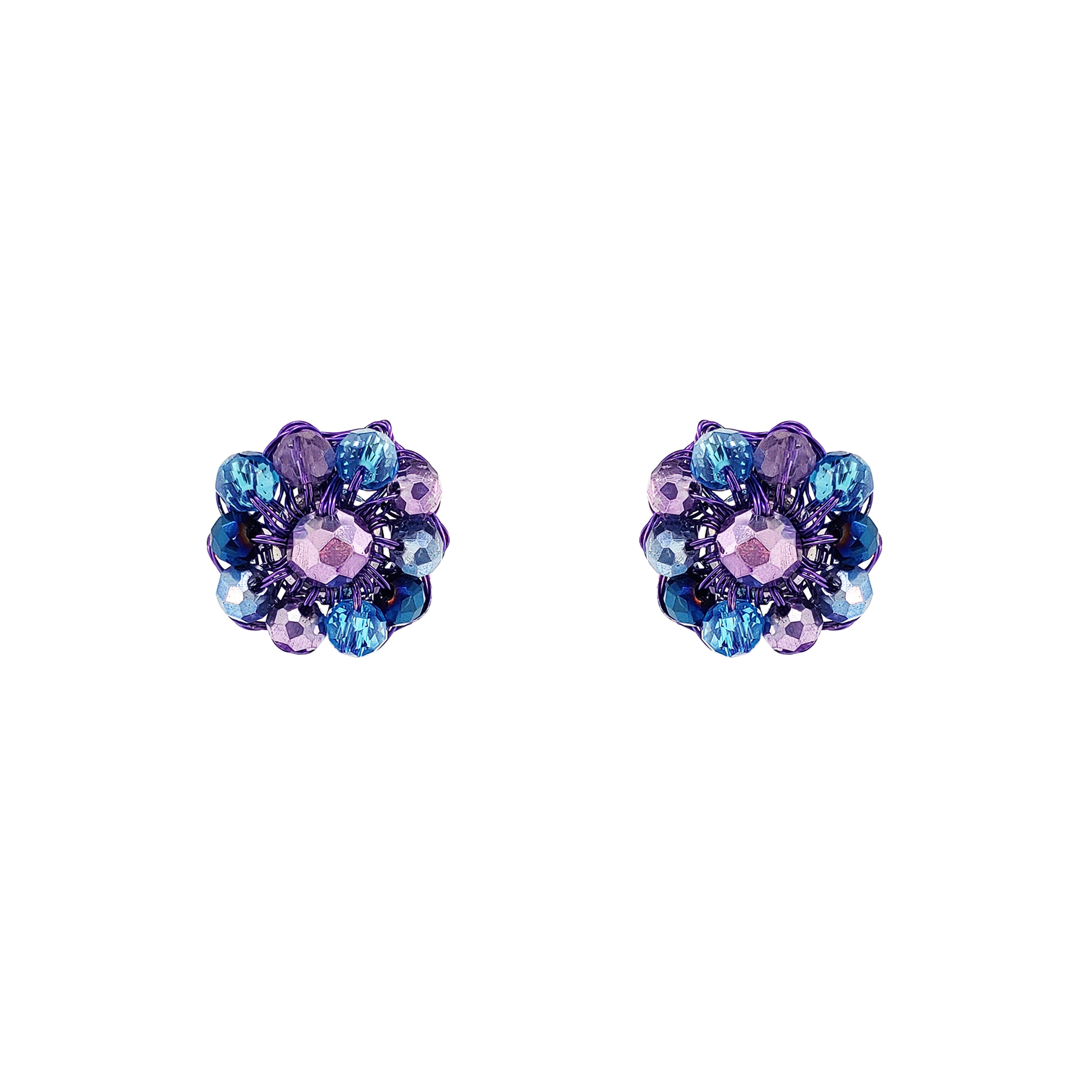 Lavish By Tricia Milaneze Women's Blue / Pink / Purple Neon Purple Mix Chloe Post Handmade Crochet Earrings