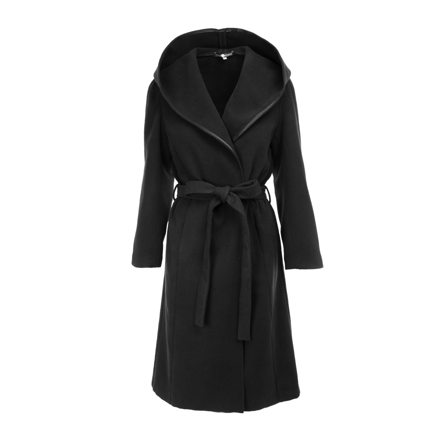 Women’s Midi Black Hooded Coat With Belt Medium Izabela Mandoiu