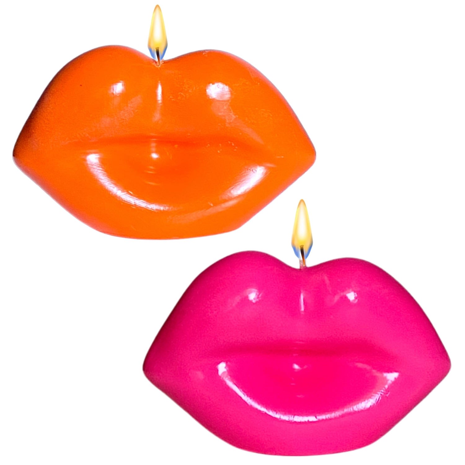 Neos Candlestudio Yellow / Orange Kiss Me Lips - Pink & Orange In Multi