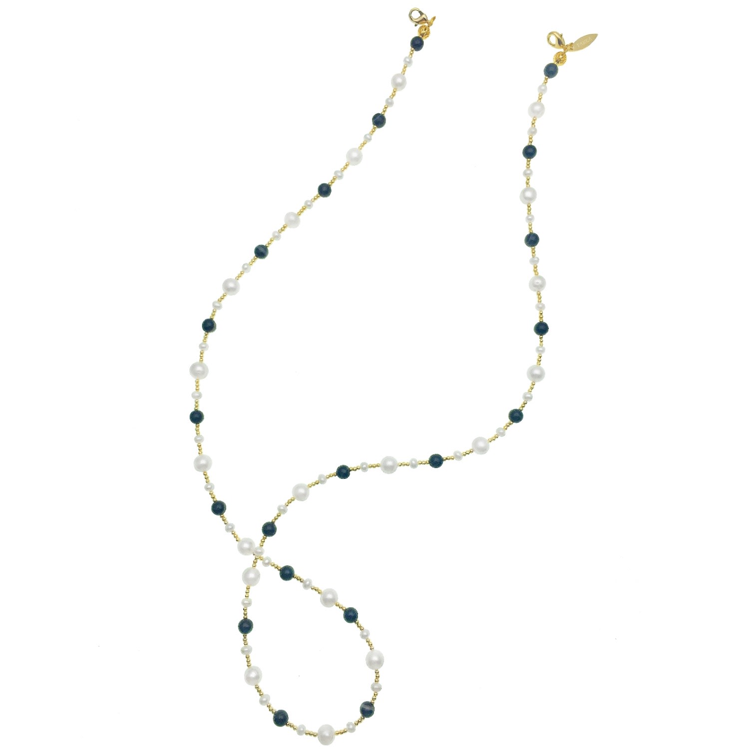Farra Women's Pink / Purple / White Removable Black &white Freshwater Pearls Glasses Chain