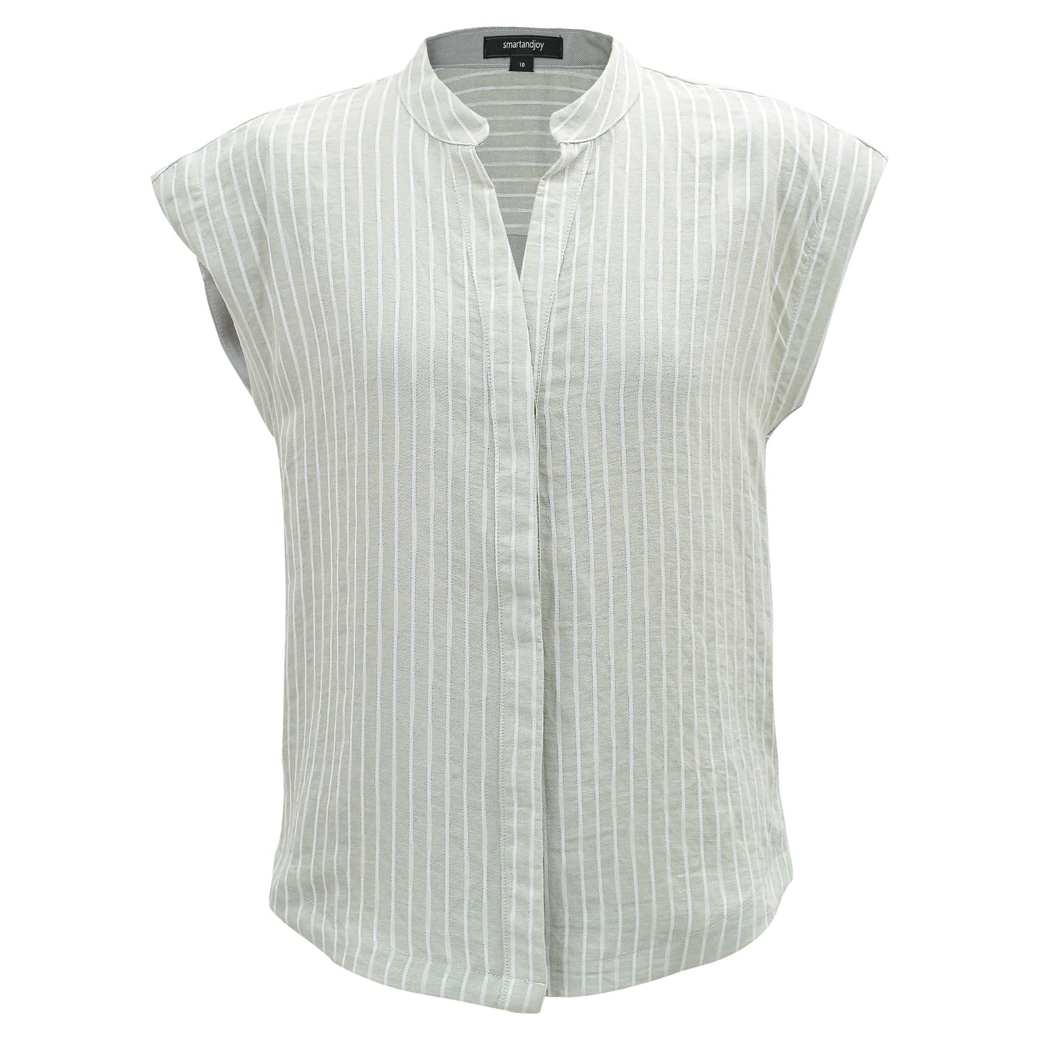 Smart And Joy Women's Bi-material Striped Shirt - Neutrals