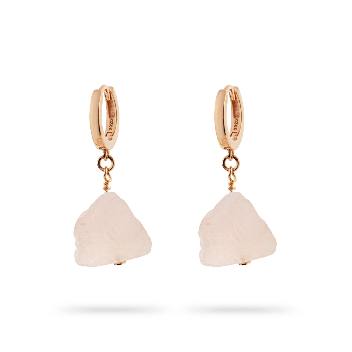 Women’s Rose Quartz Pebble Huggie Hoops In Rose Gold Gold Trip