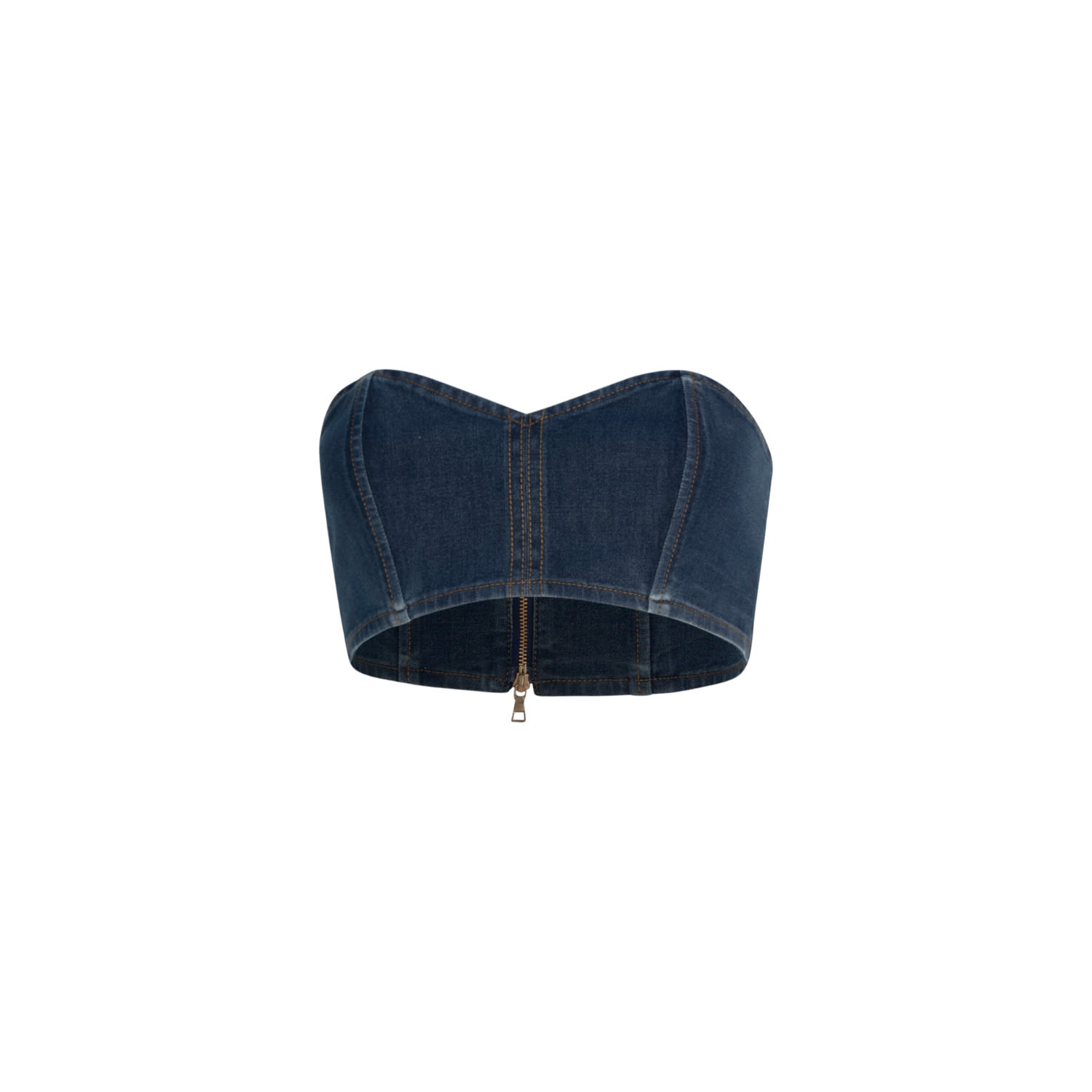 Circular Path Women's Strapless Denim Crop Top - Midnight Blue In Blue