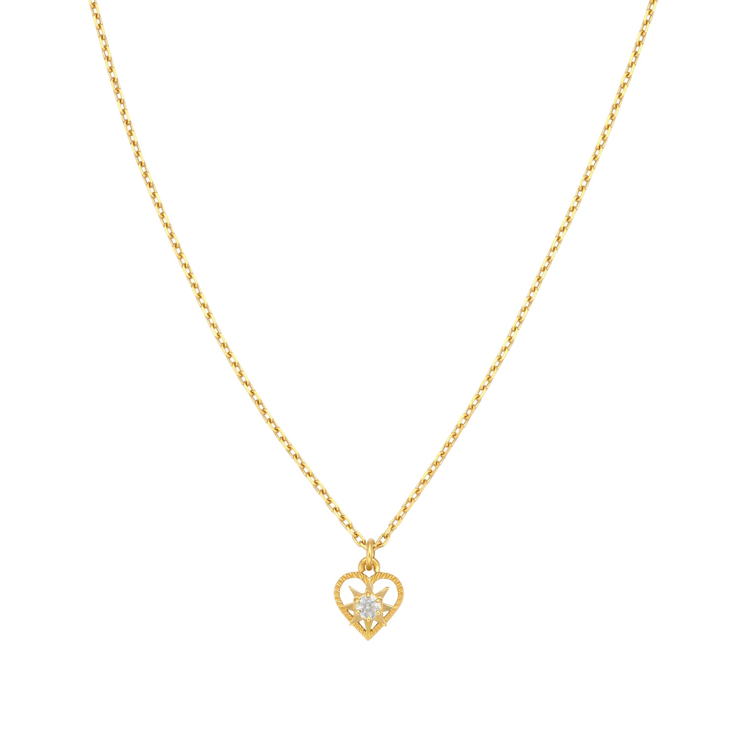 Zoe And Morgan Women's Kind Heart Necklace Gold White Zircon In Gold