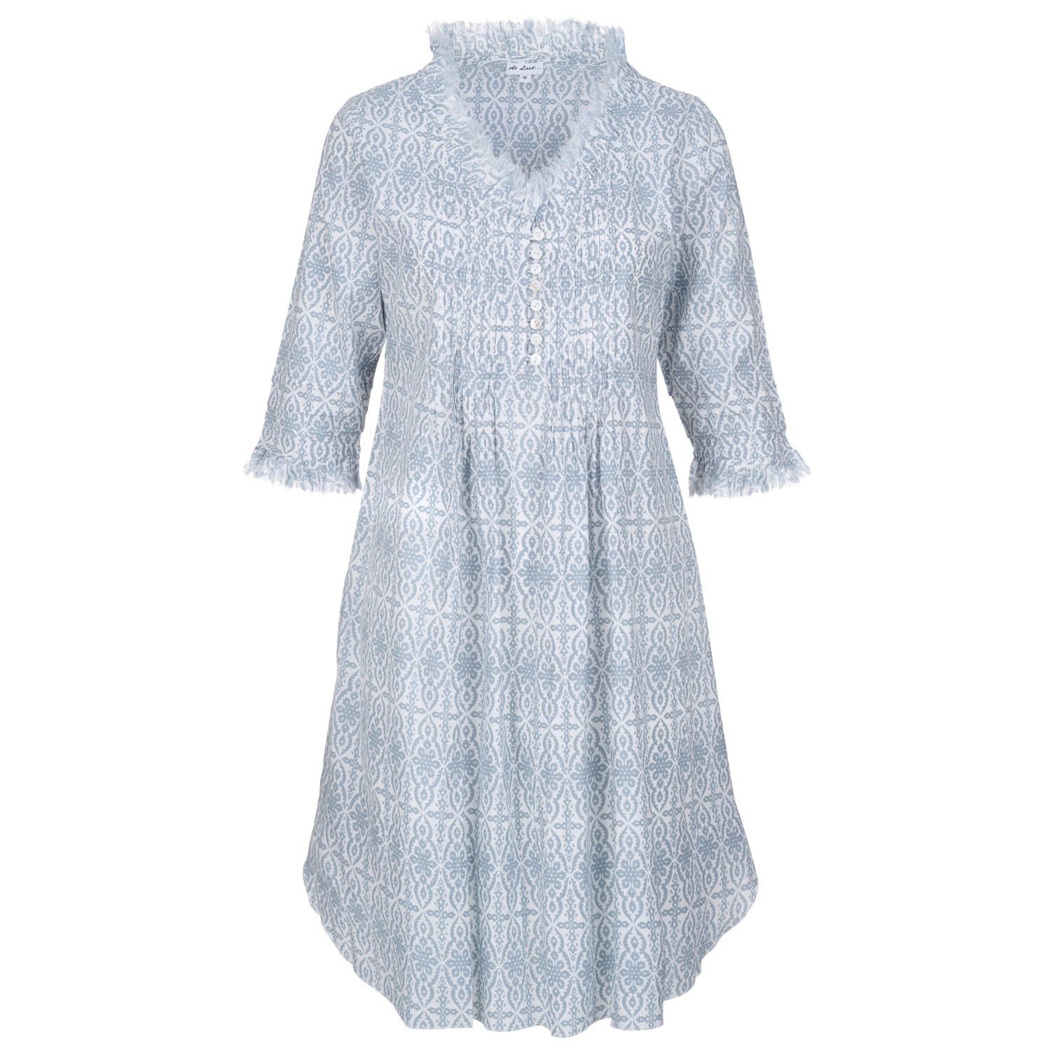 At Last... Women's Annabel Cotton Tunic In Dove Grey & White In Grey