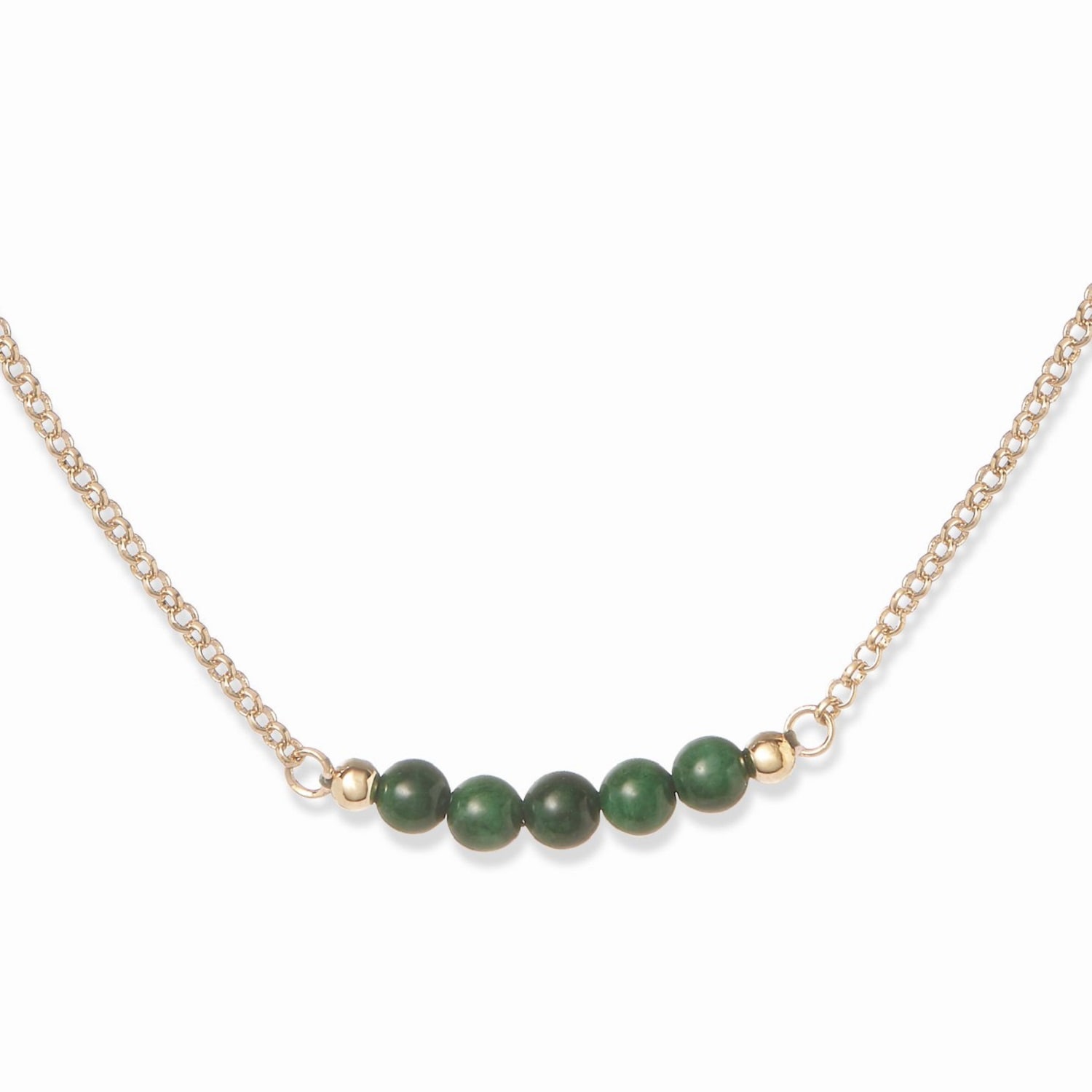 Grossé Women's Gold / Green Gold & Green Jadeite Chalcedony Gemstone Necklace, Series Gem Mix
