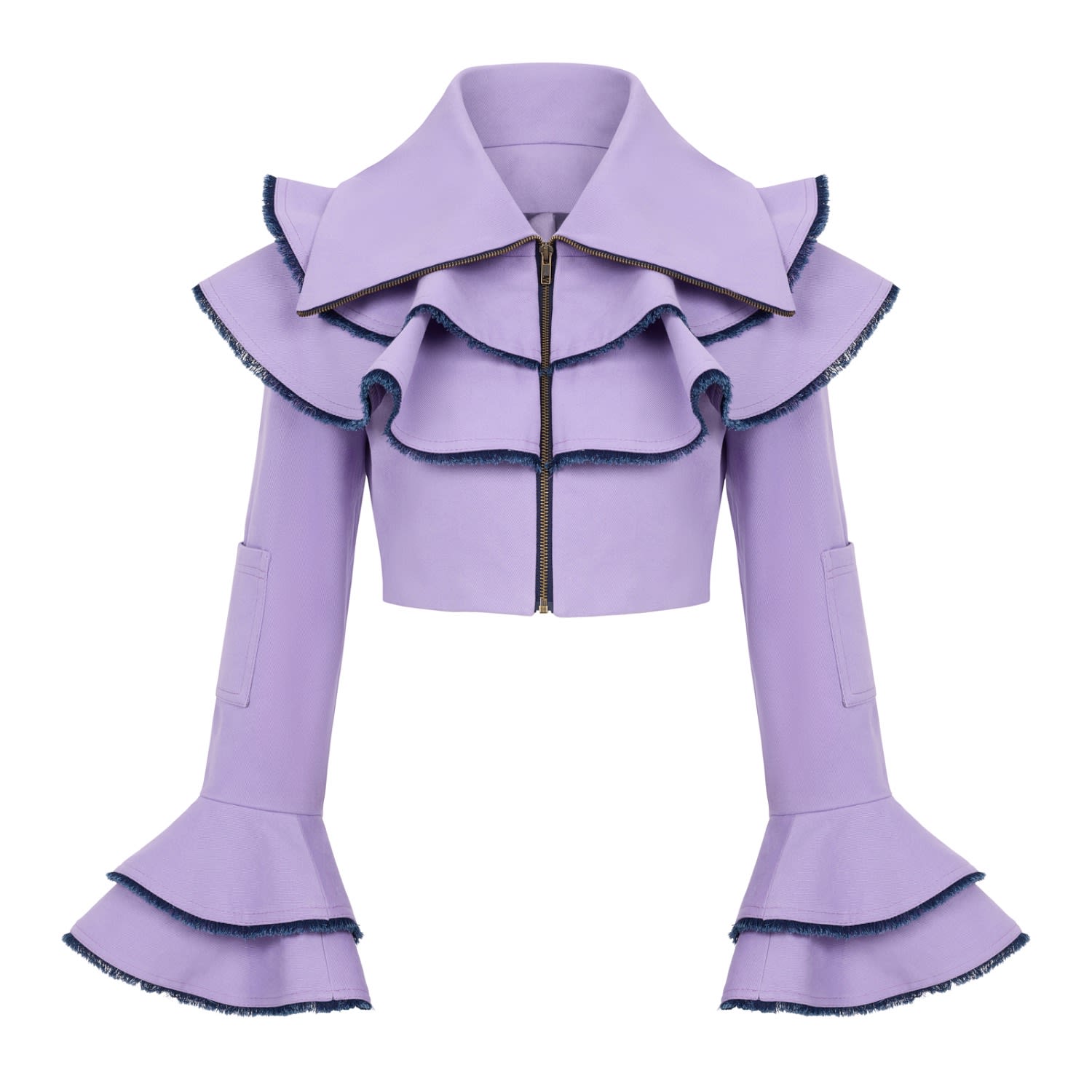 Women's Leila - Purple Canvas Jacket With Denim Detail | Medium | Mayamu