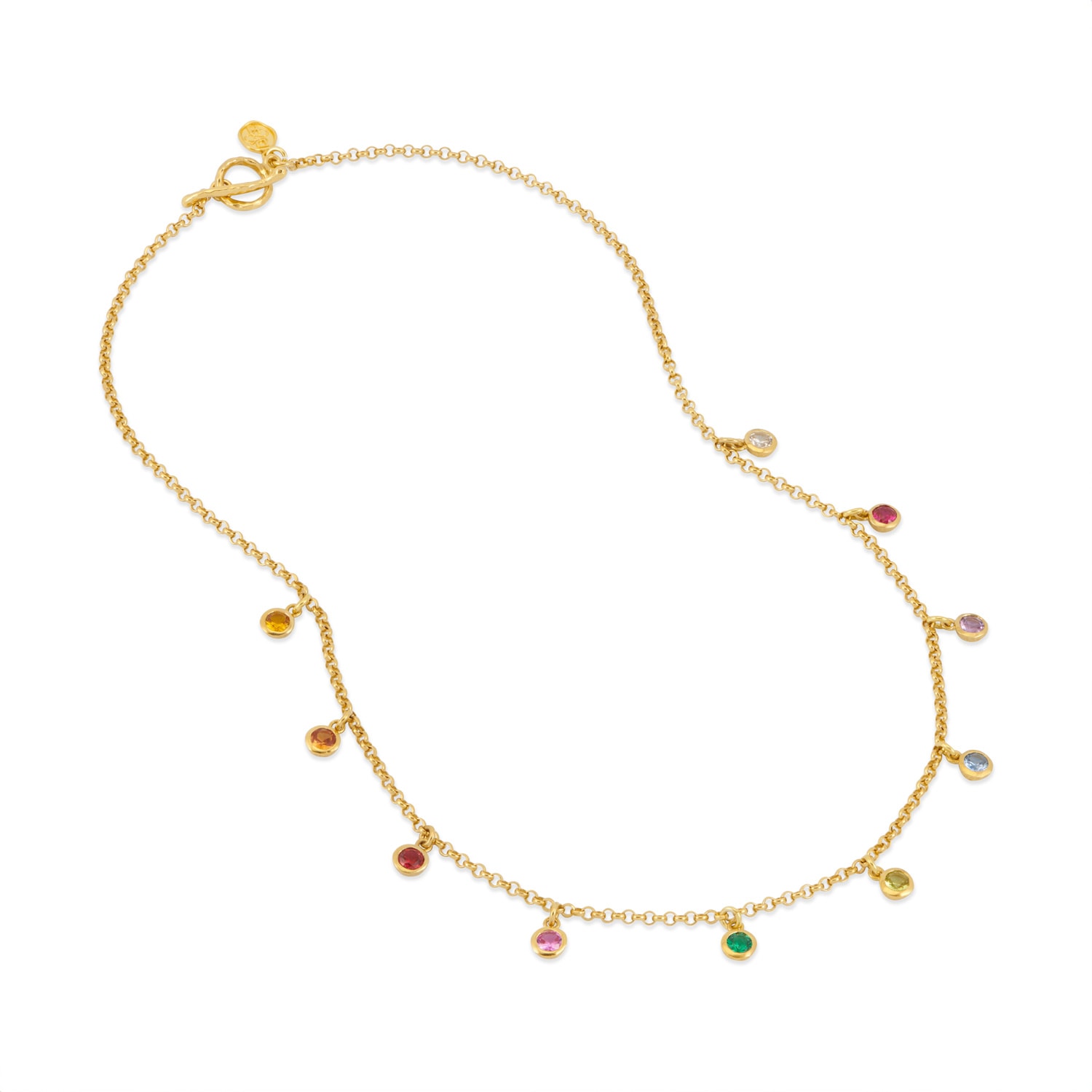 Dower & Hall Women's Mixed Gemstone Array Chain Necklace In Gold Vermeil In Gold