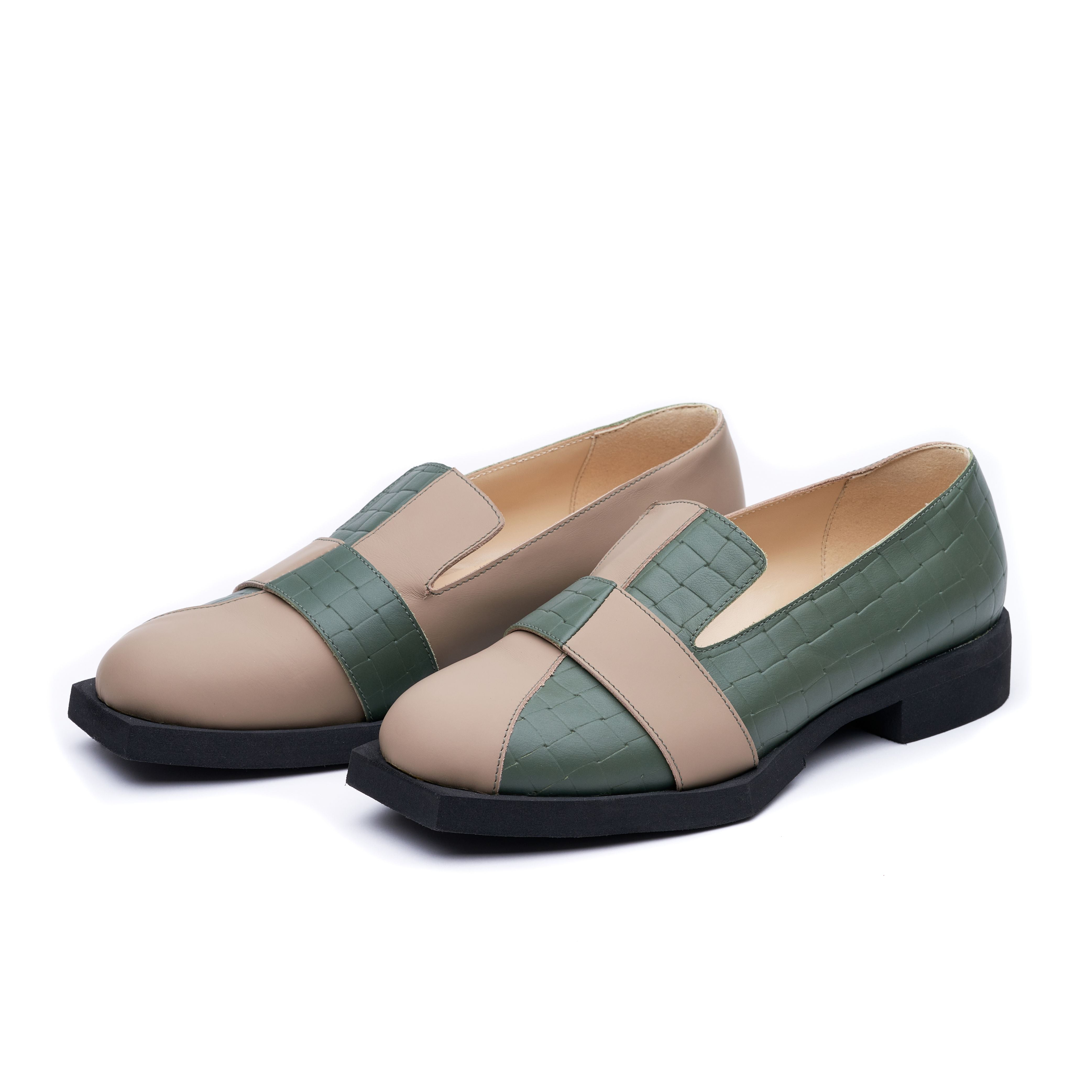 Mas Laus Men's Neutrals / Green Beige And Green Loafers In Green