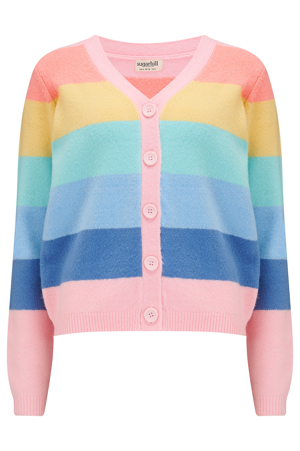 Women’s Izzy Cardigan Multi, Pastel Rainbow Stripes Medium Sugarhill Brighton