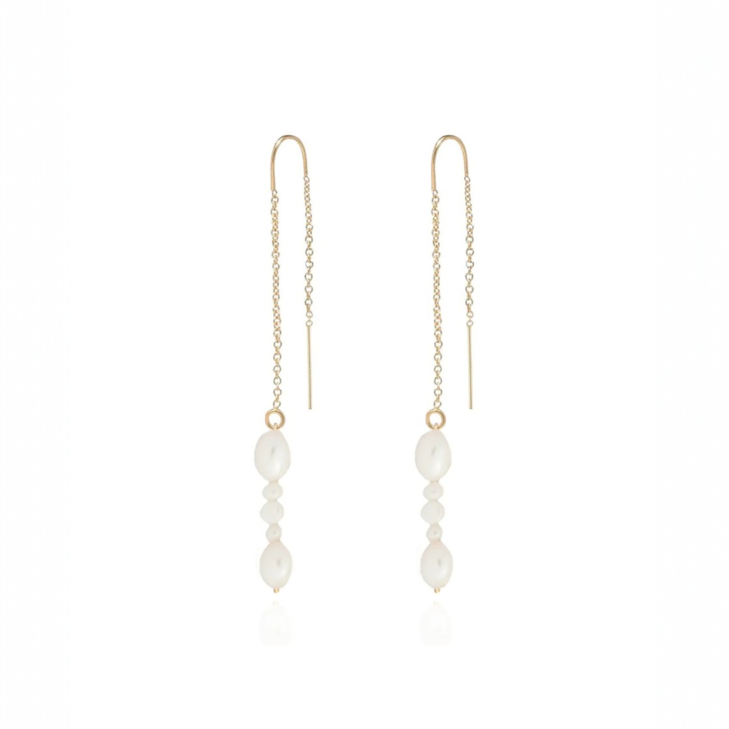 Ella Palm Women's Gold / White Coast Baroque Pearl Gold Fine Threader Earrings