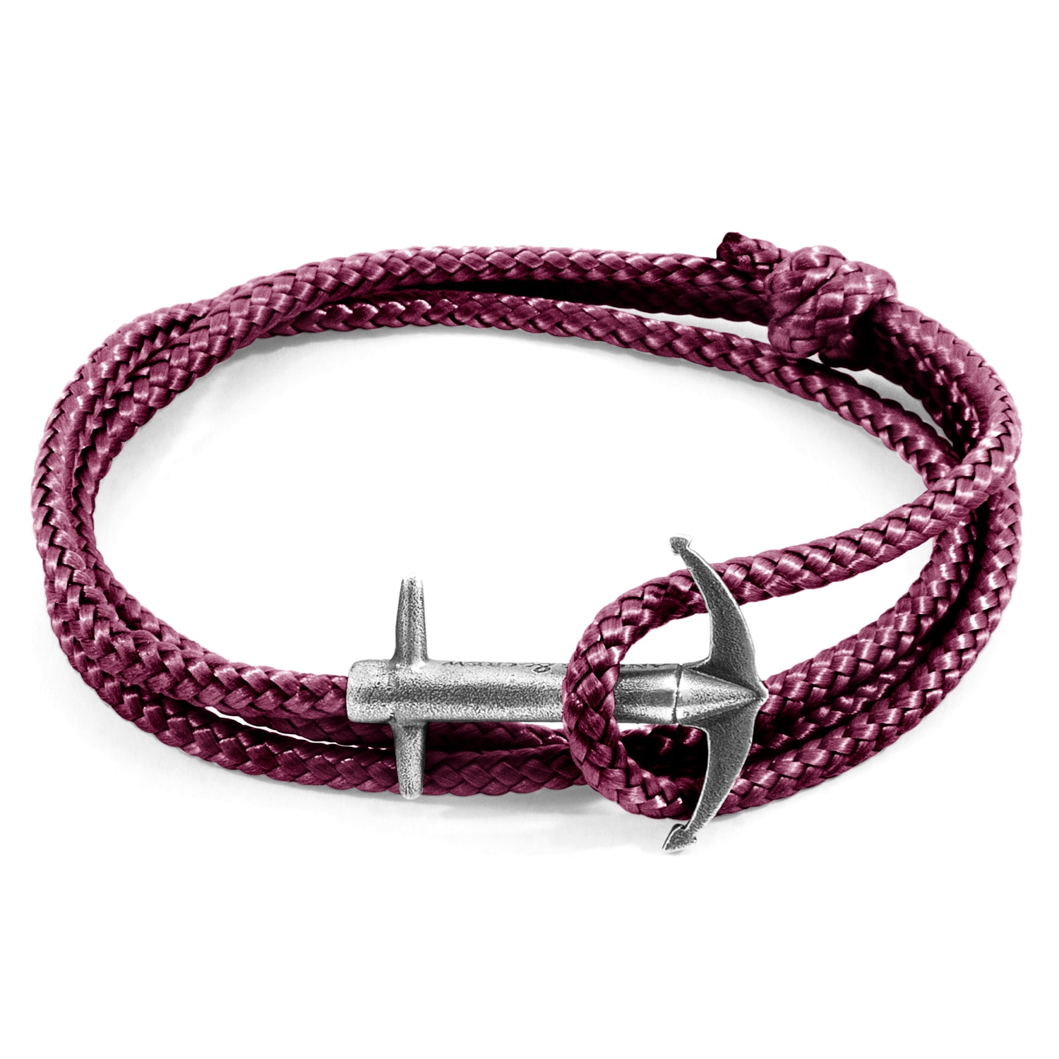 Men’s Pink / Purple Aubergine Purple Admiral Anchor Silver & Rope Bracelet Anchor & Crew