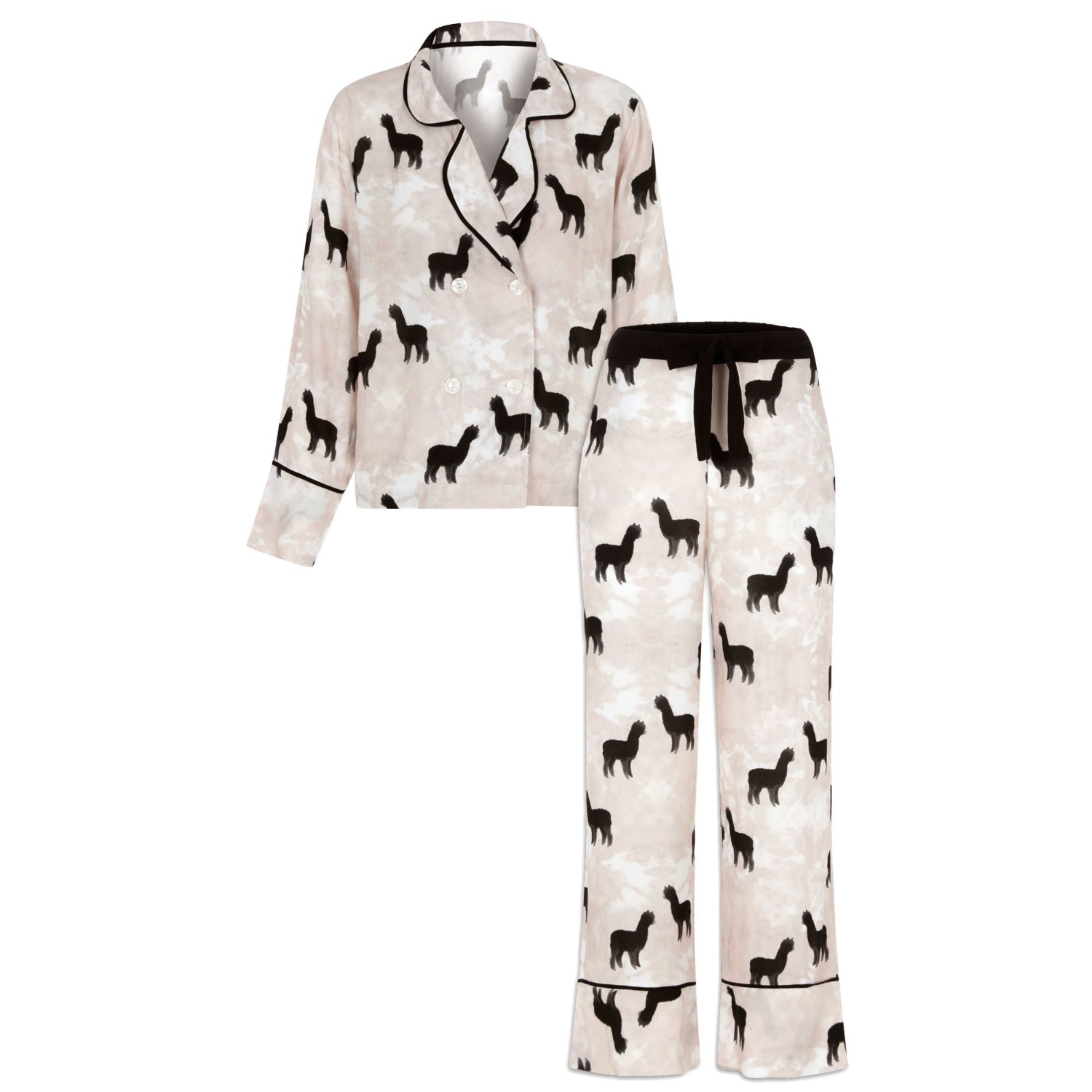 Seliarichwood Women's Neutrals Alpaca Pyjama Set In Beige/black