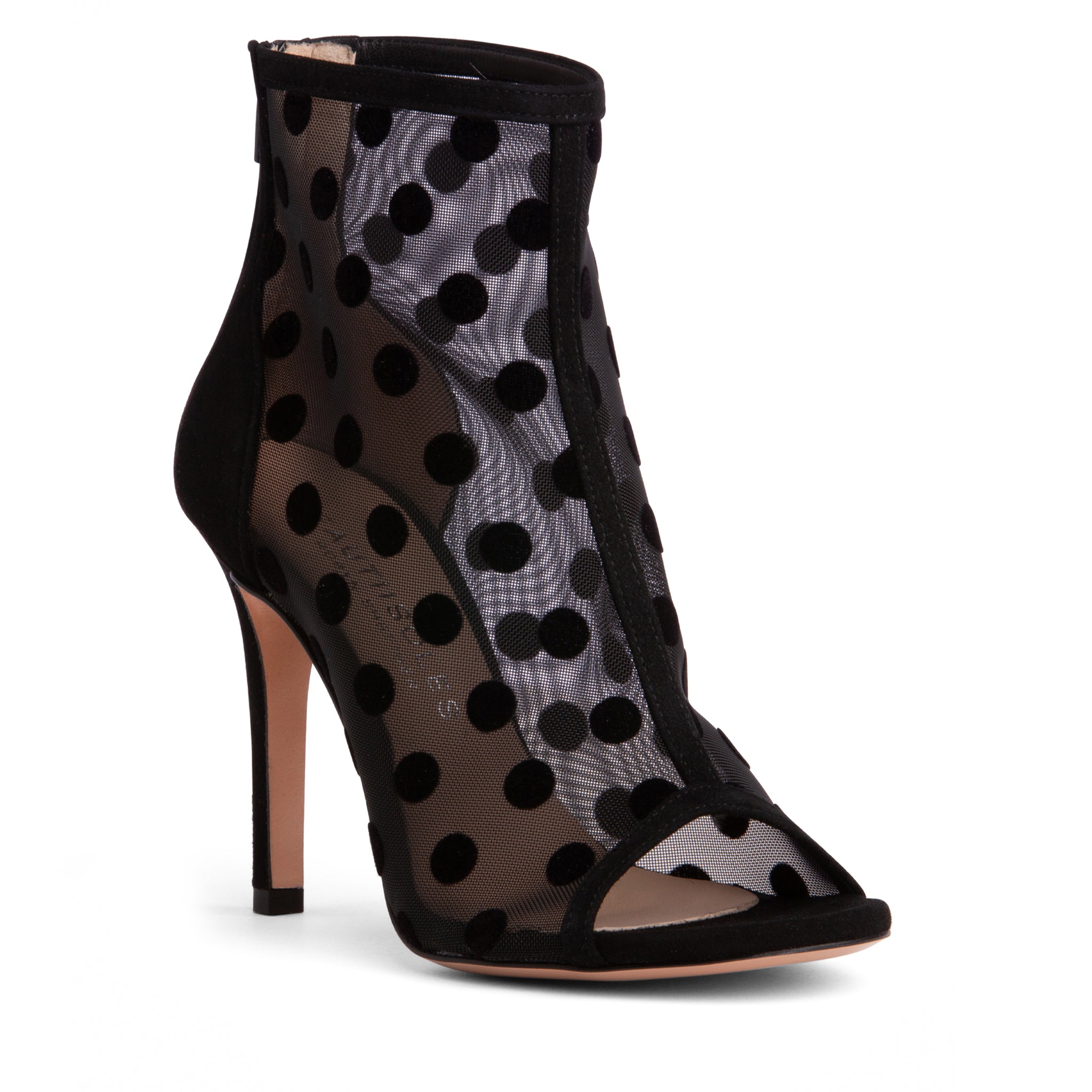 Beautiisoles By Robyn Shreiber Made In Italy Women's Tatiana Black Mesh Polka Dots Bootie Dressy & Comfortable Elegant Stiletto Sexy For Valentin In Black