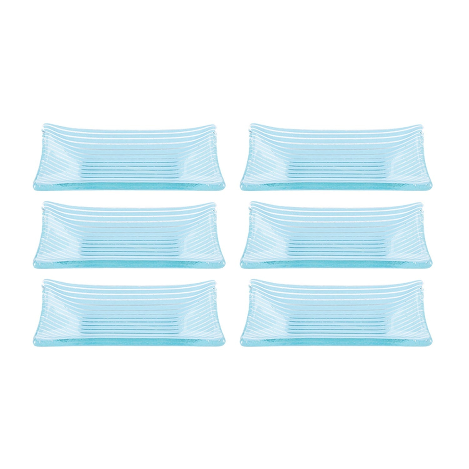 Turgla Home Glass Dinnerware Rectangular Blue Glass Ramekin Set Of Six