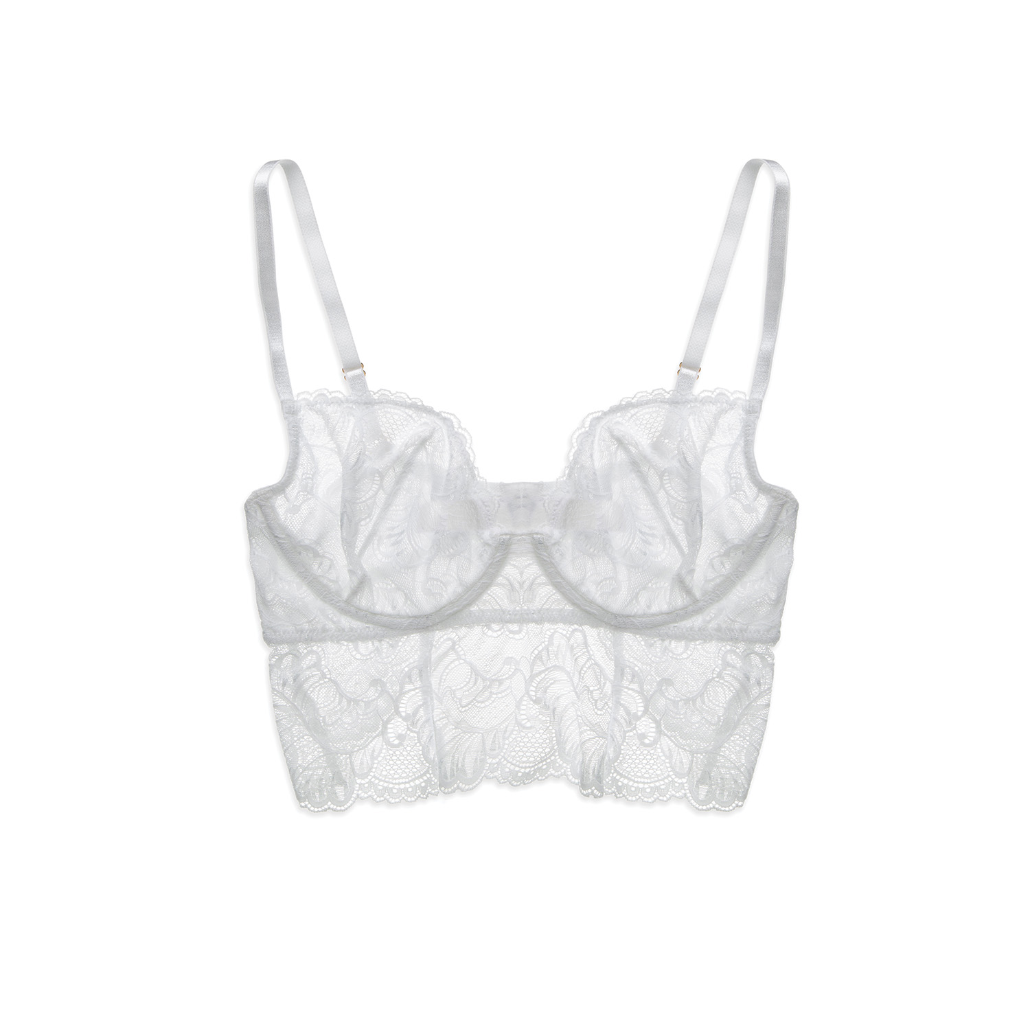 Women's Plunge Longline Bra White | 36D | Braelle Intimates