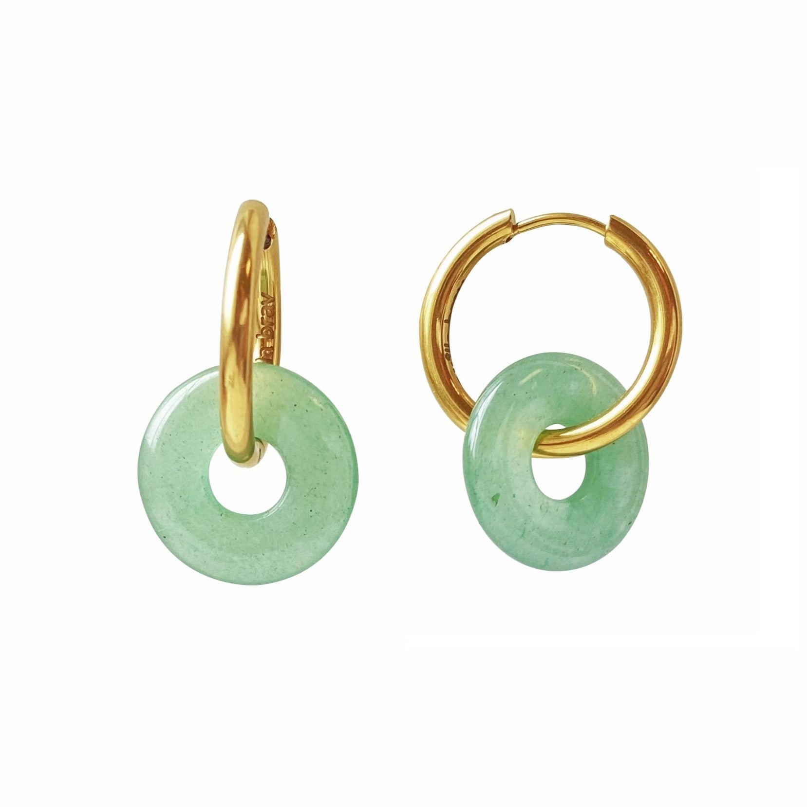Smilla Brav Women's Gold / Green Jade Donut Earrings
