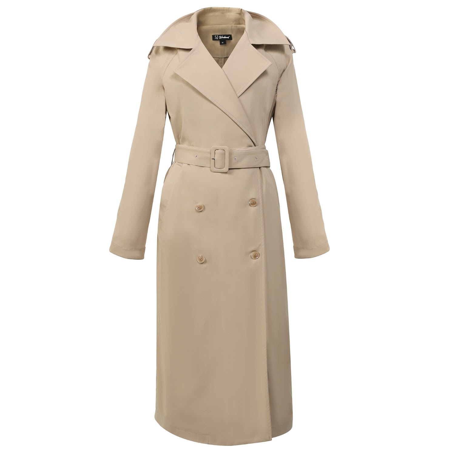 Smart And Joy Women's Brown Classic Trench Coat With One Flap - Beige In Brown